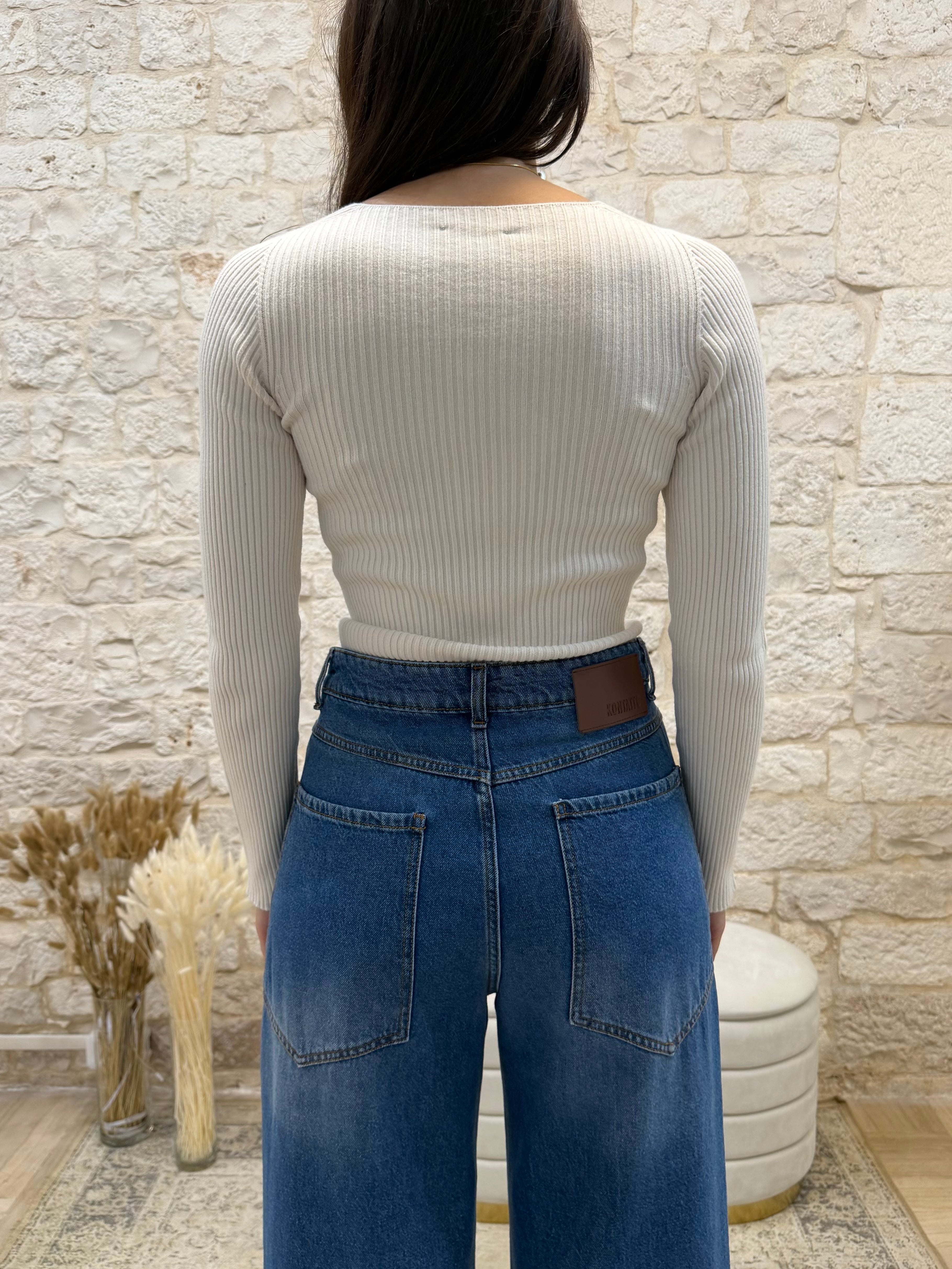 Jeans a Zampa Kontatto Chiari a Vita Alta - Stile Vintage | VIA32