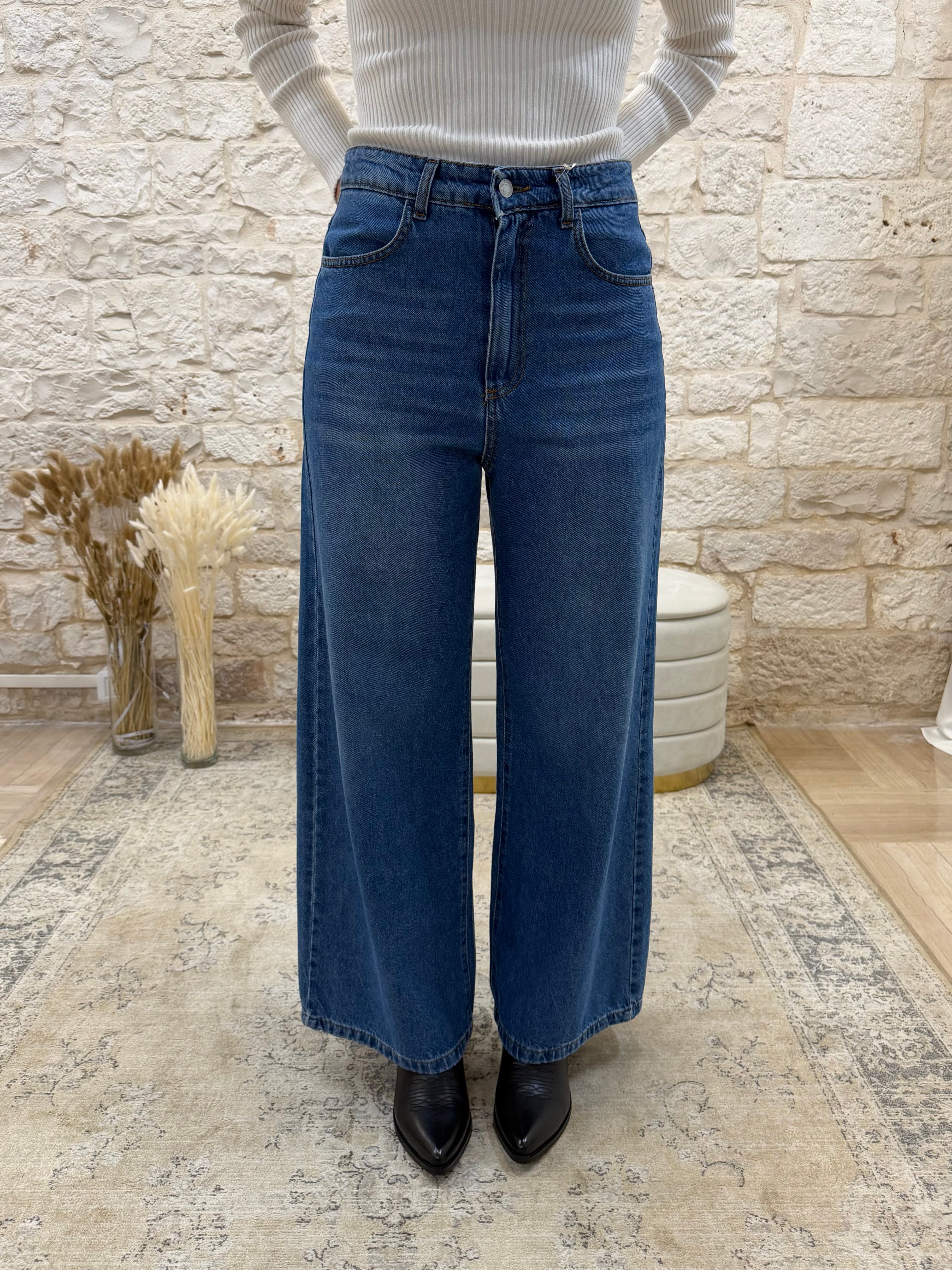 Jeans a Zampa Kontatto Chiari a Vita Alta - Stile Vintage | VIA32