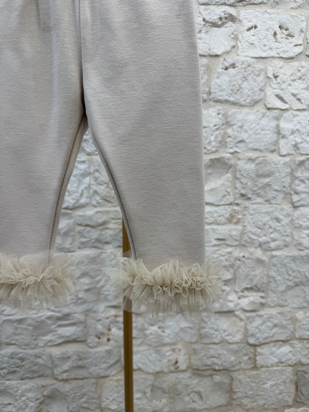 Completino Bimba Bimbaló Beige - Felpa e Leggins con Tulle | VIA32