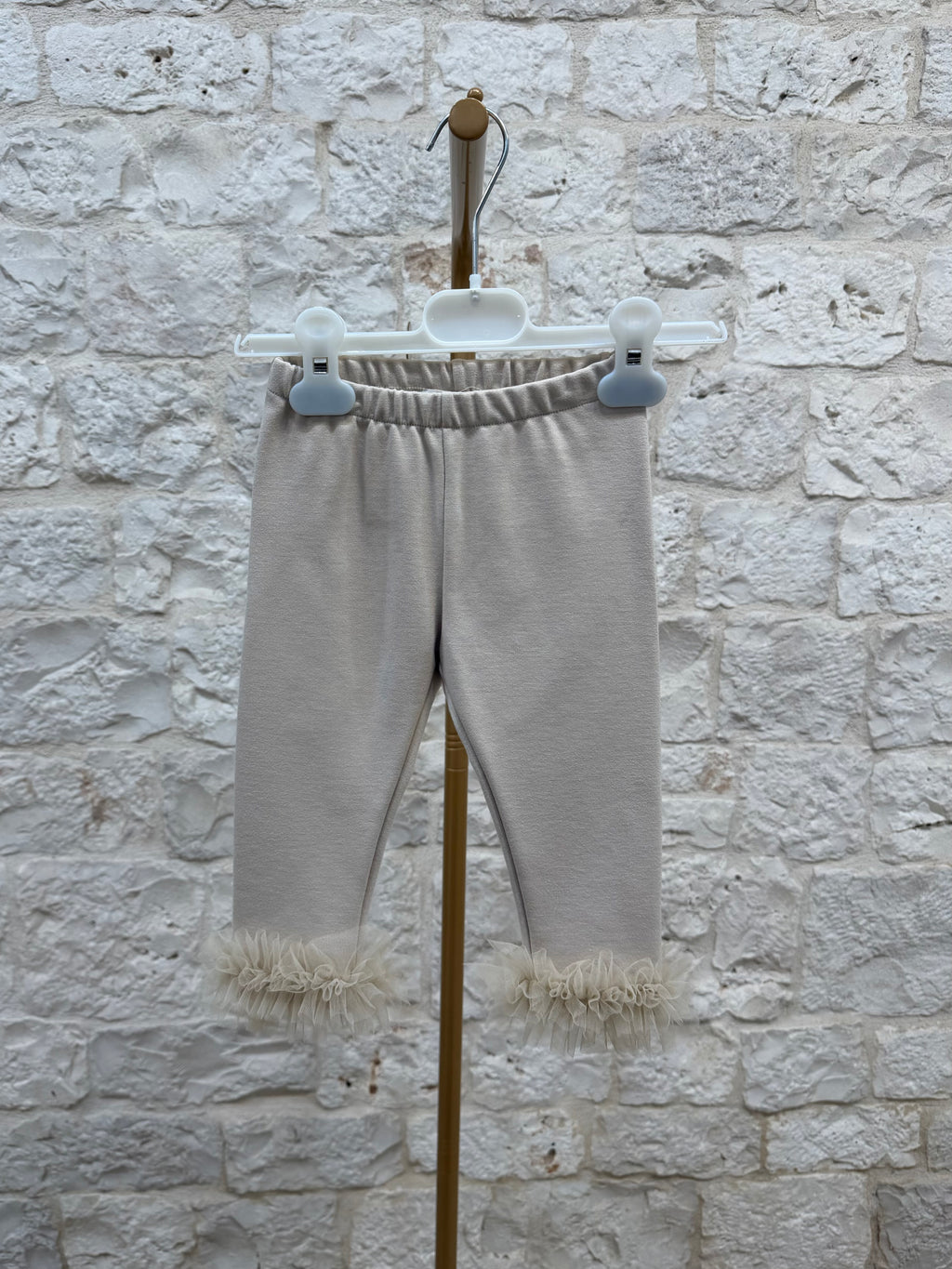 Completino Bimba Bimbaló Beige - Felpa e Leggins con Tulle | VIA32