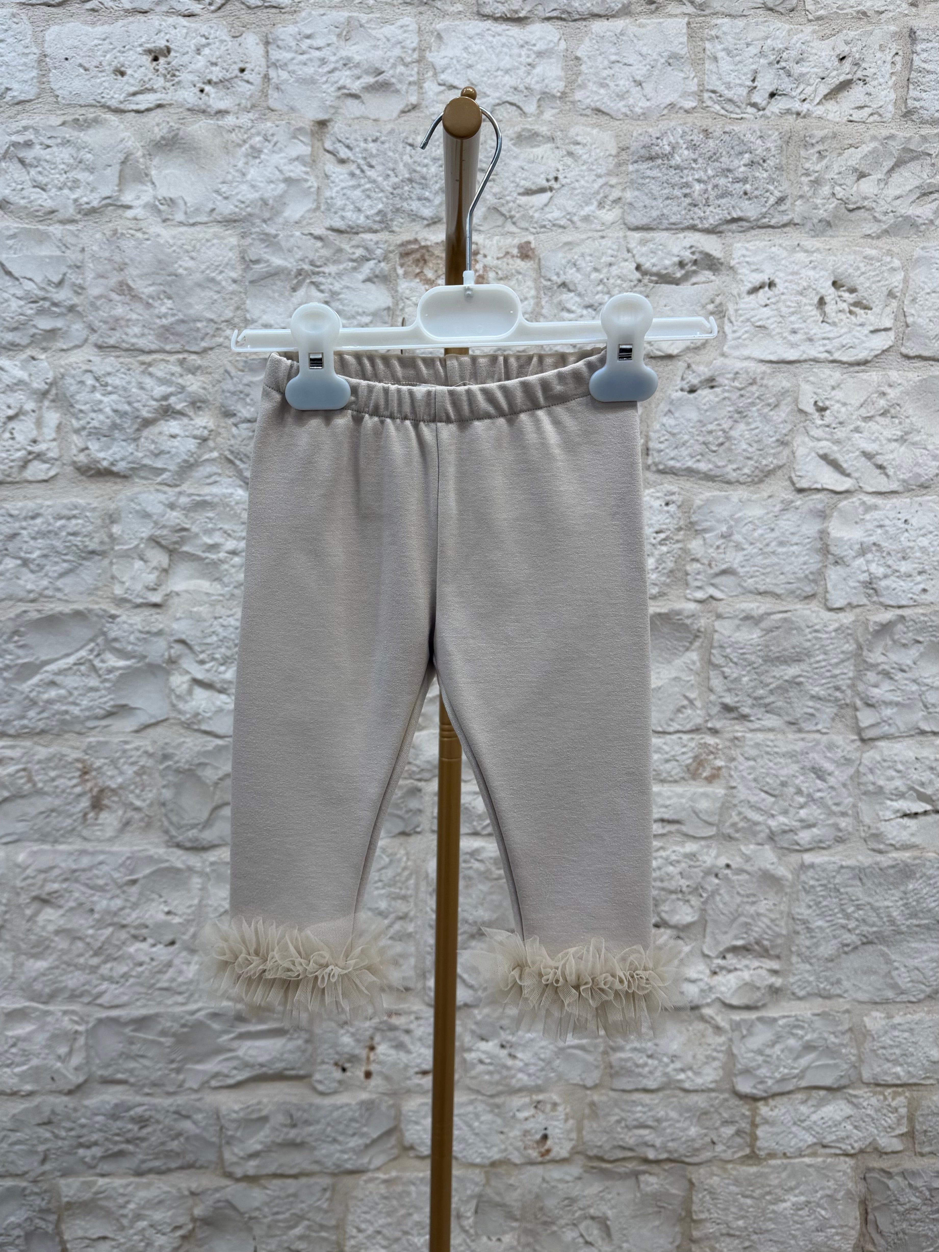 Completino Bimba Bimbaló Beige - Felpa e Leggins con Tulle | VIA32