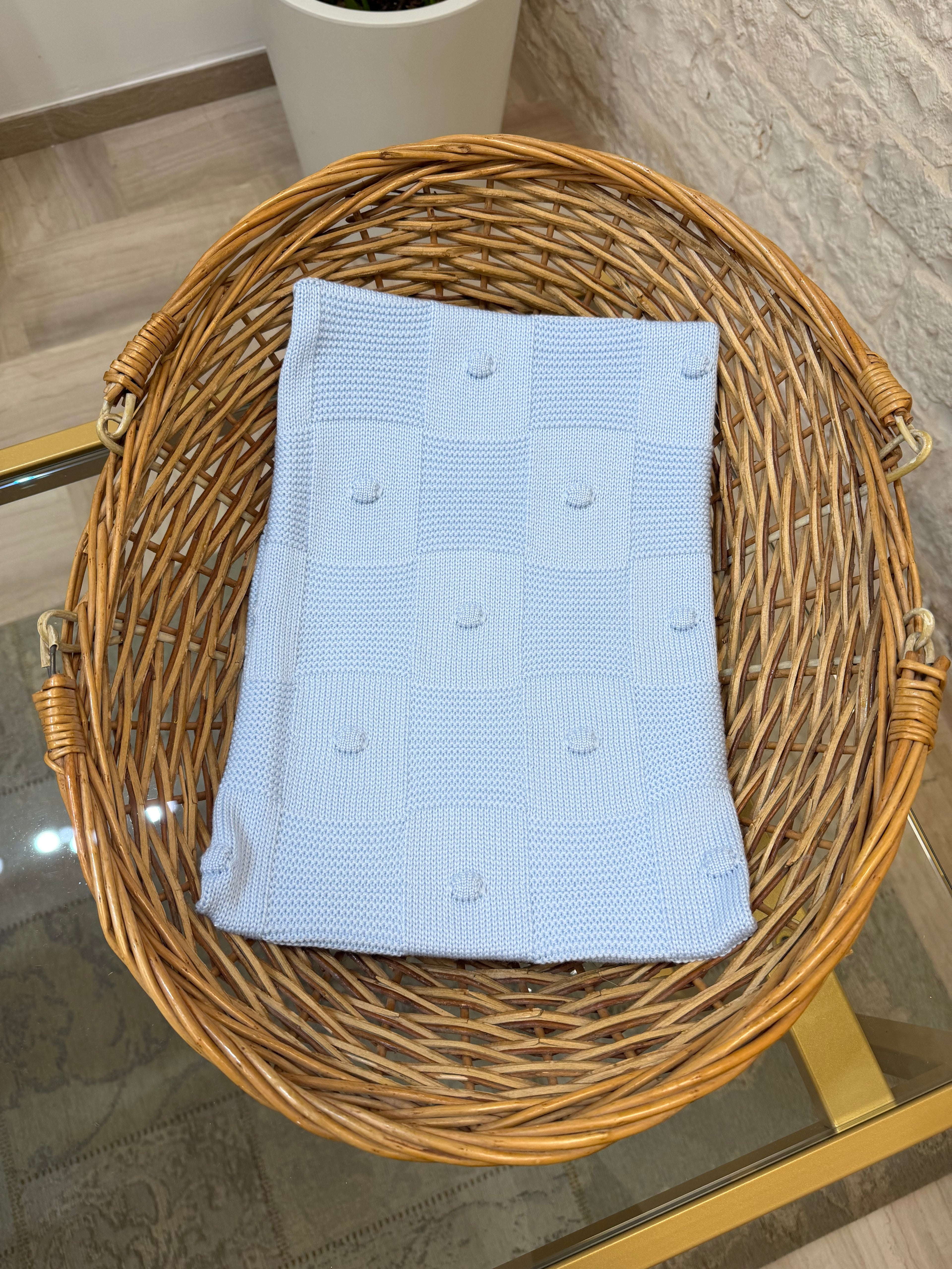 Copertina Neonato 100% Lana Bimbaló Cielo - Morbida e Calda | VIA32