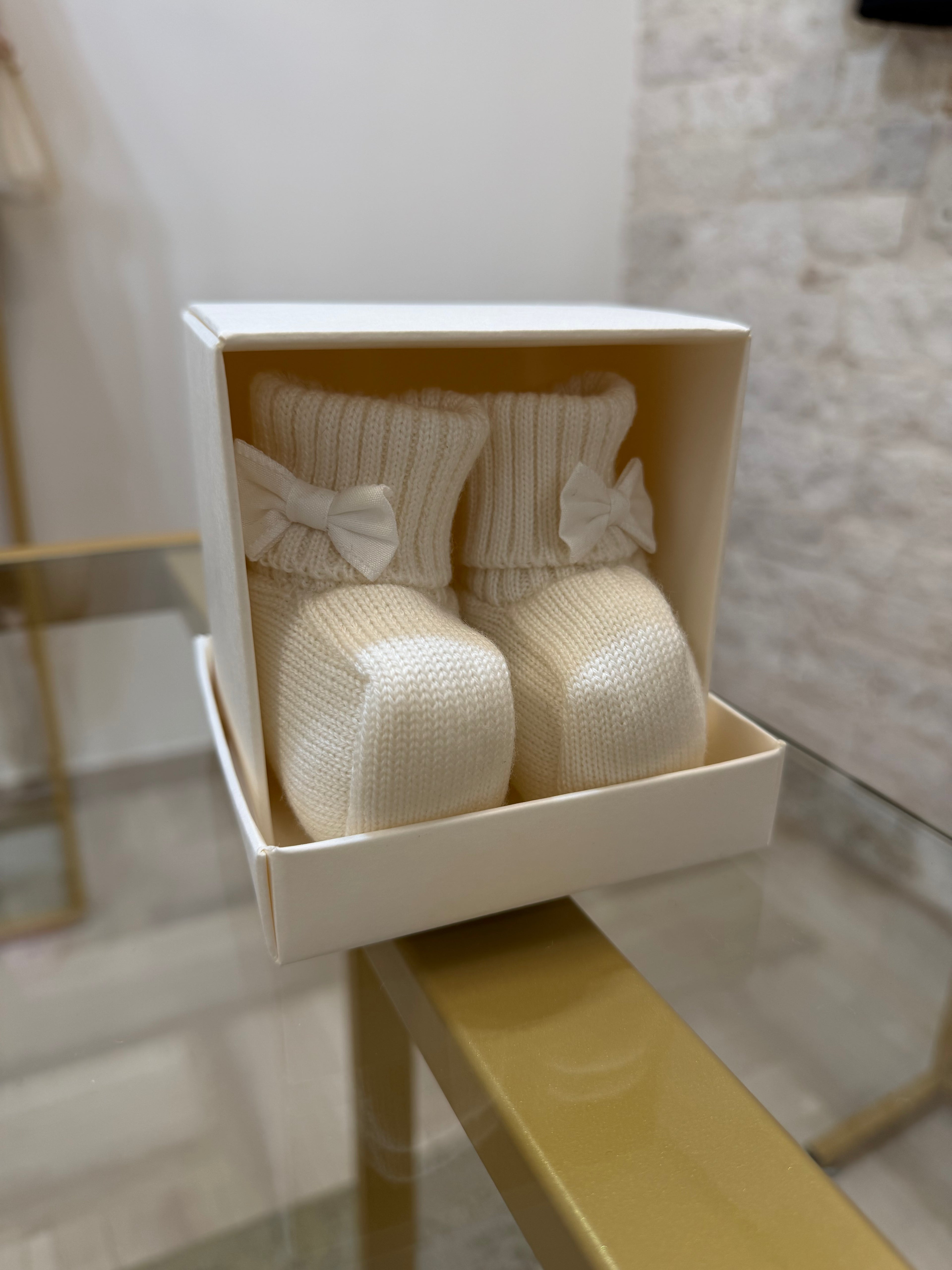 Scarpine panna 100% lana neonata Bimbaló|VIA32