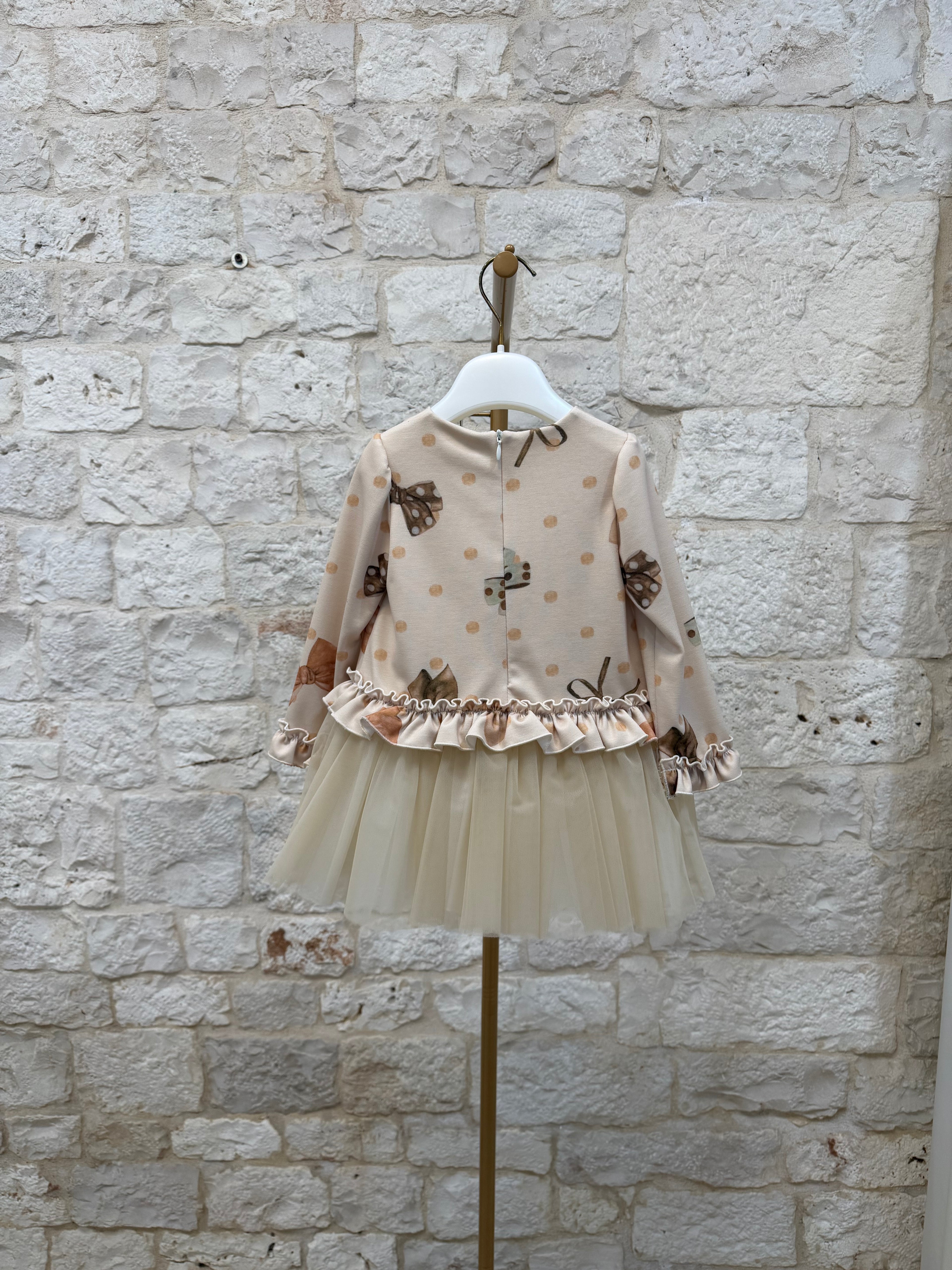 Vestitino bimba gonna in tulle beige elegante Bimbaló | VIA32