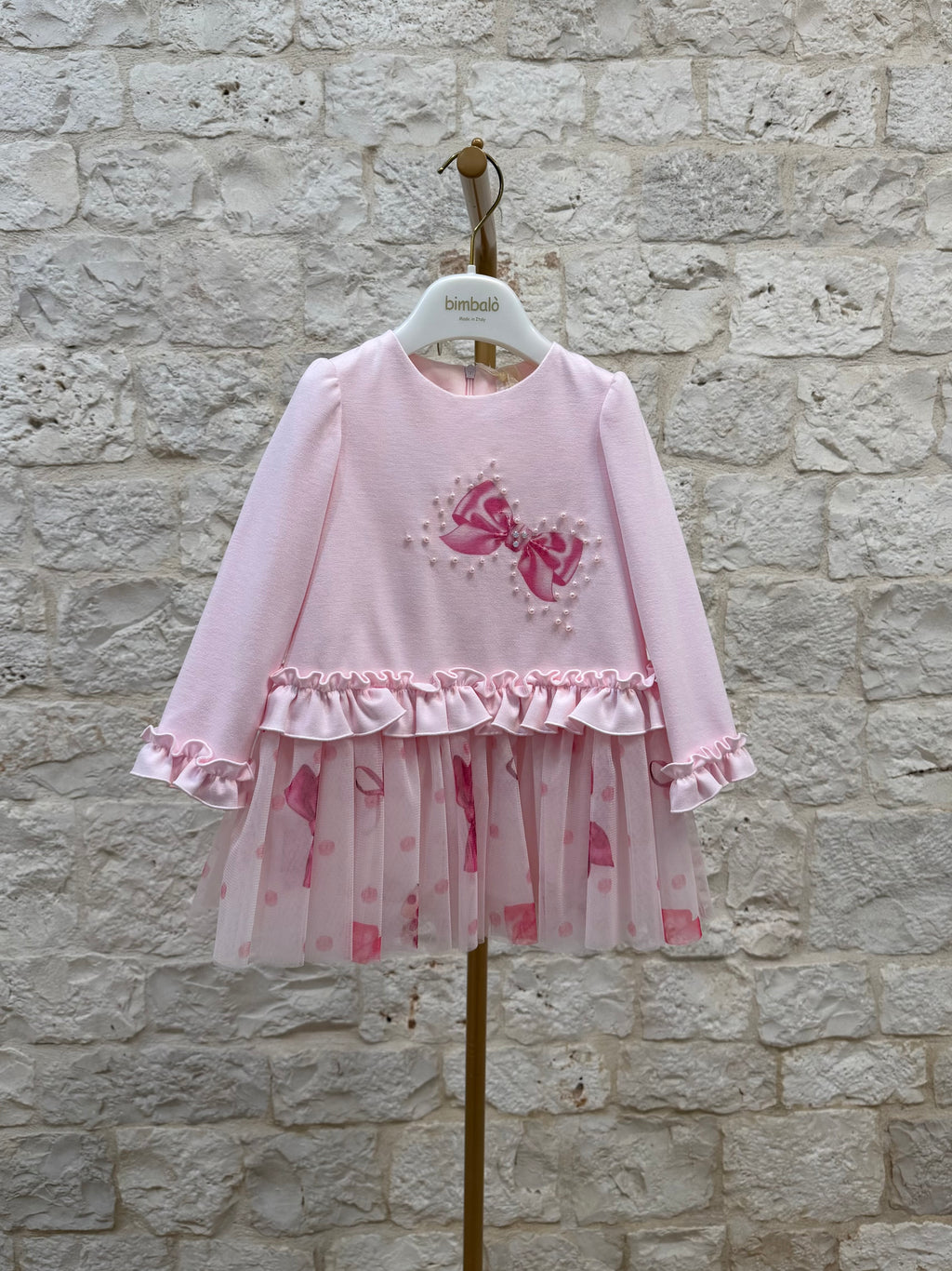 Vestina Bimba Bimbaló Rosa con Tulle - Elegante e Delicata | VIA32