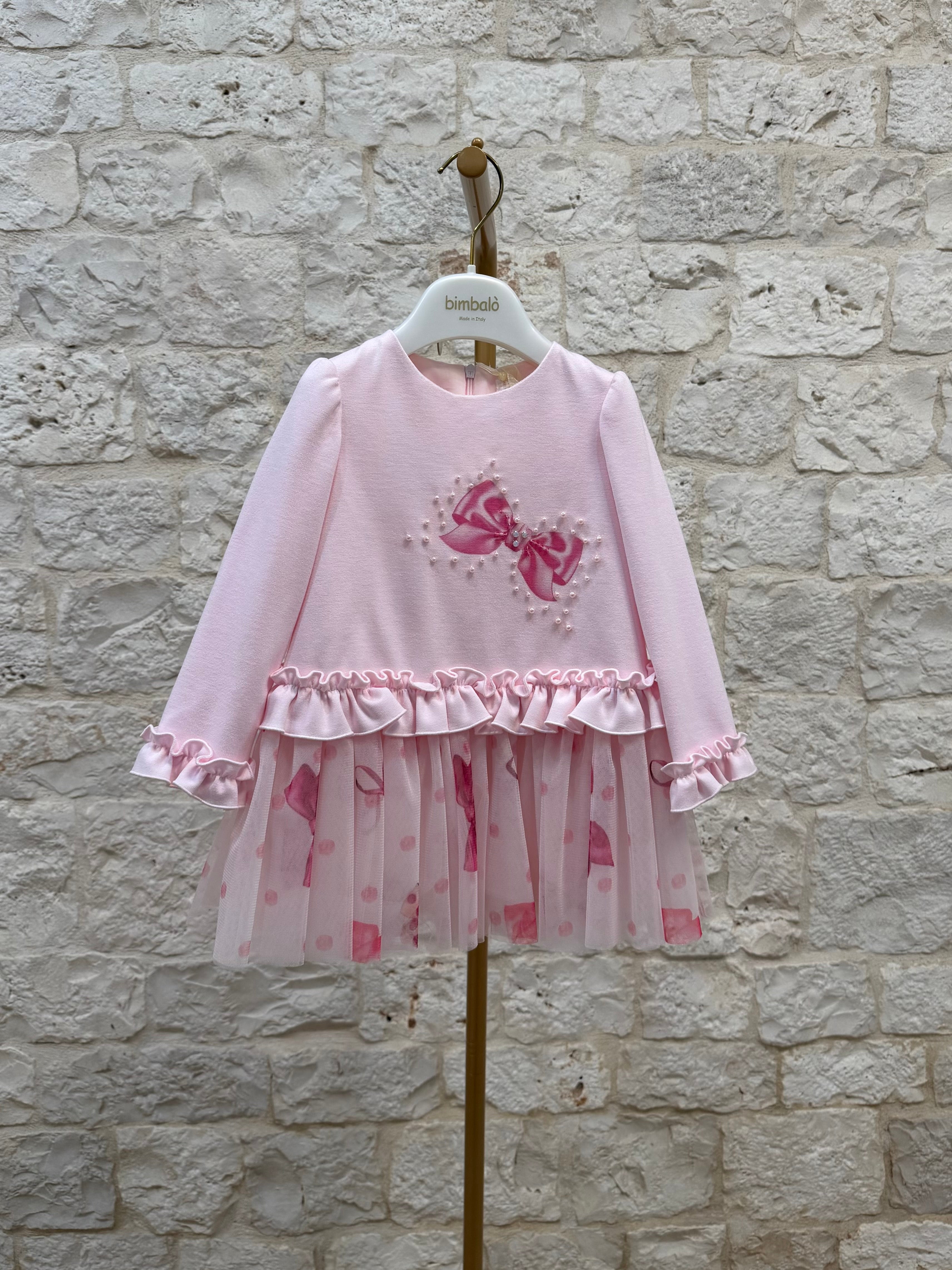 Vestina Bimba Bimbaló Rosa con Tulle - Elegante e Delicata | VIA32