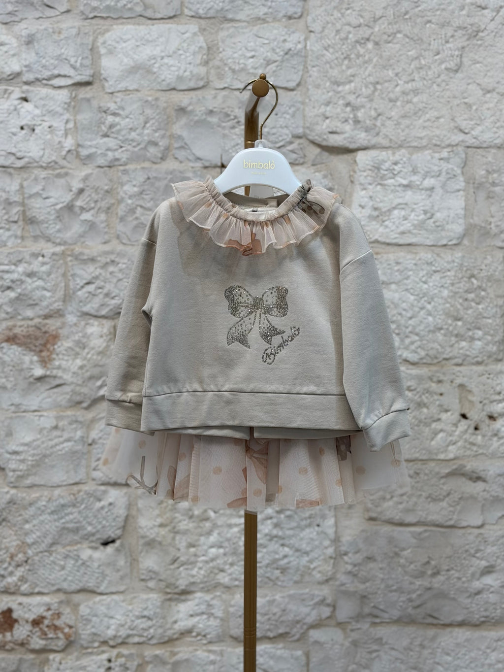 Completino Bimba Bimbaló - Felpa e Gonna in Tulle Elegante | VIA32