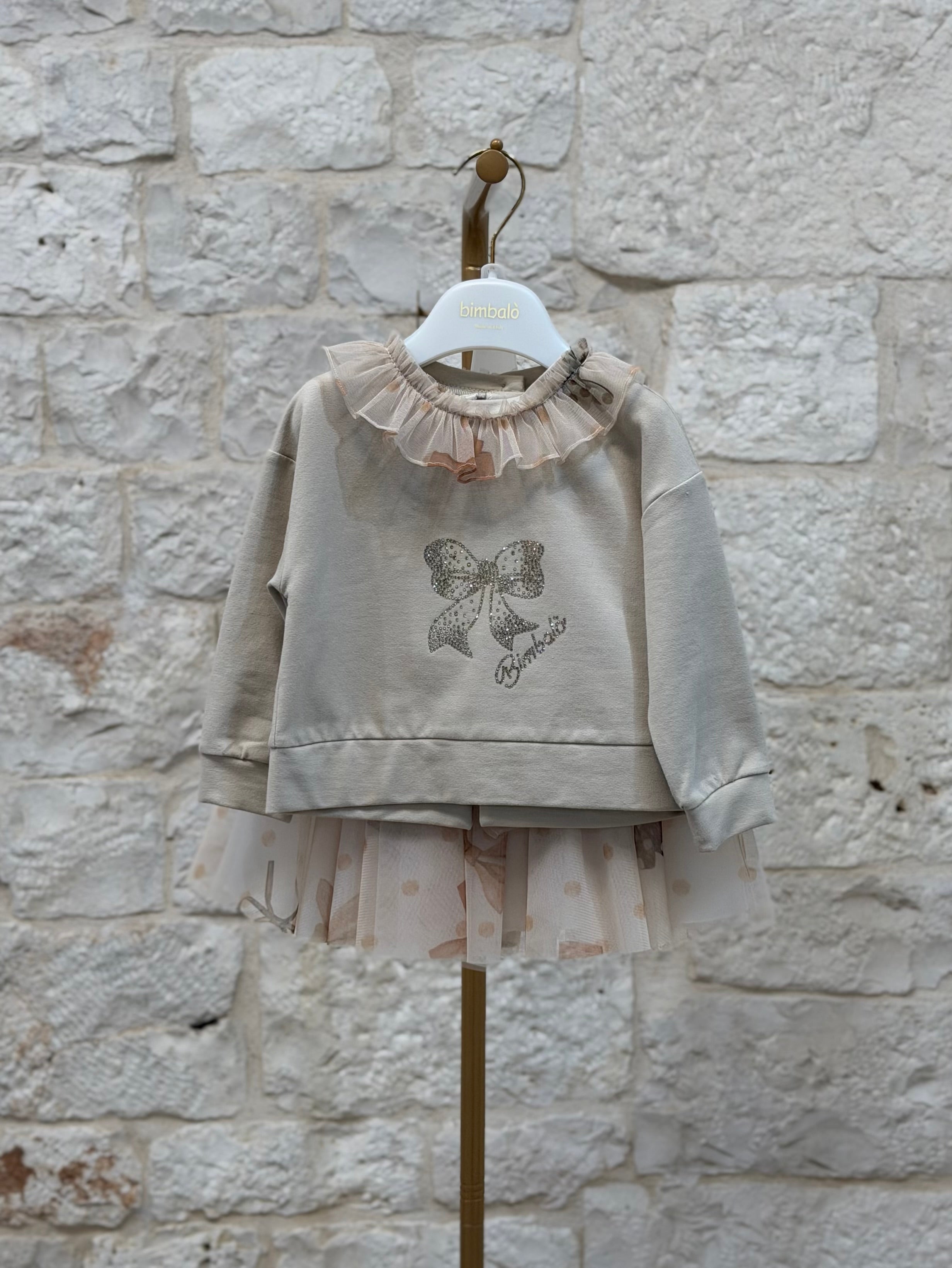 Completino Bimba Bimbaló - Felpa e Gonna in Tulle Elegante | VIA32