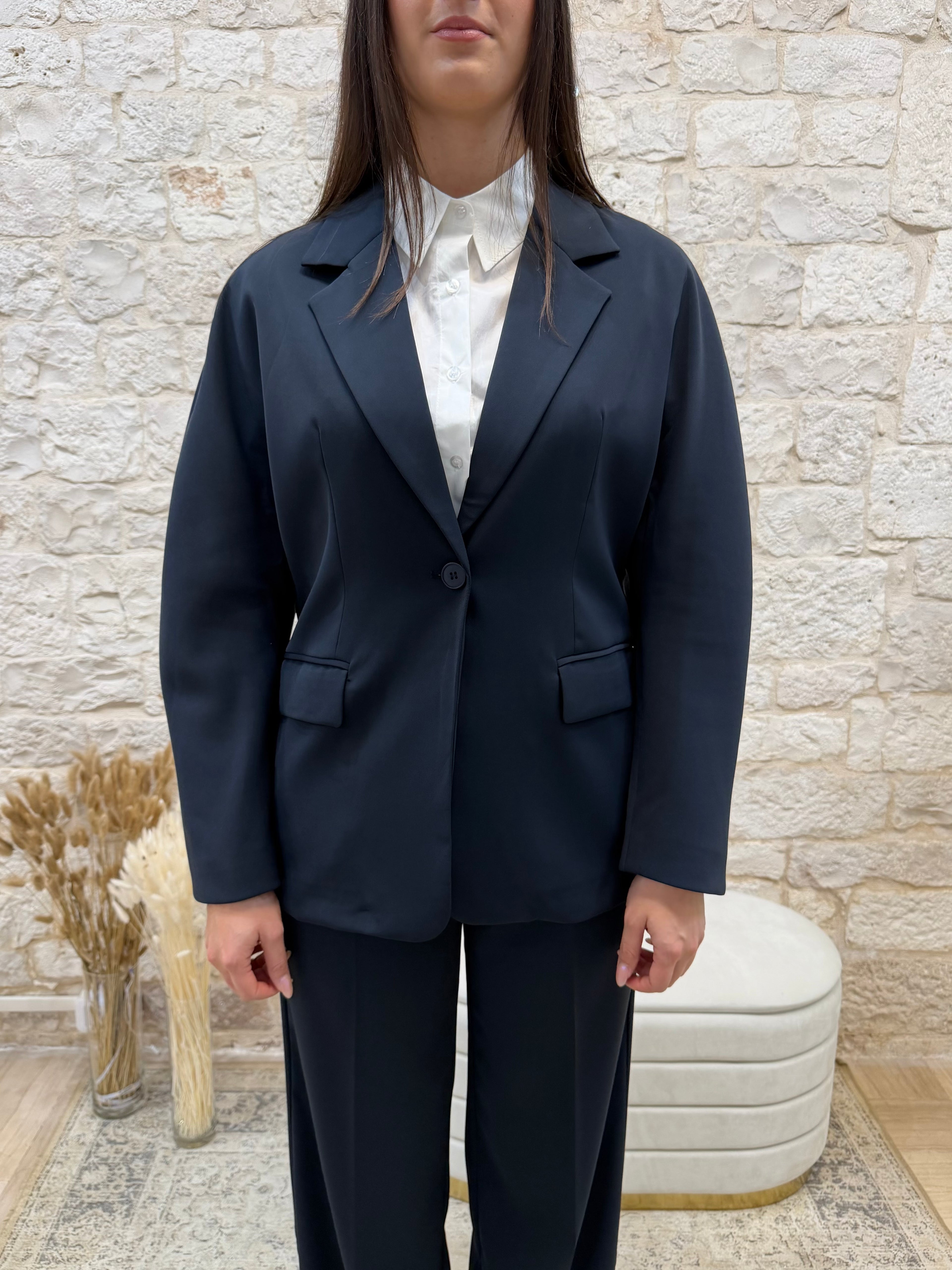 Giacca Blu Notte Sfiancata con Manica Baloon Youdecide - Elegante | VIA32