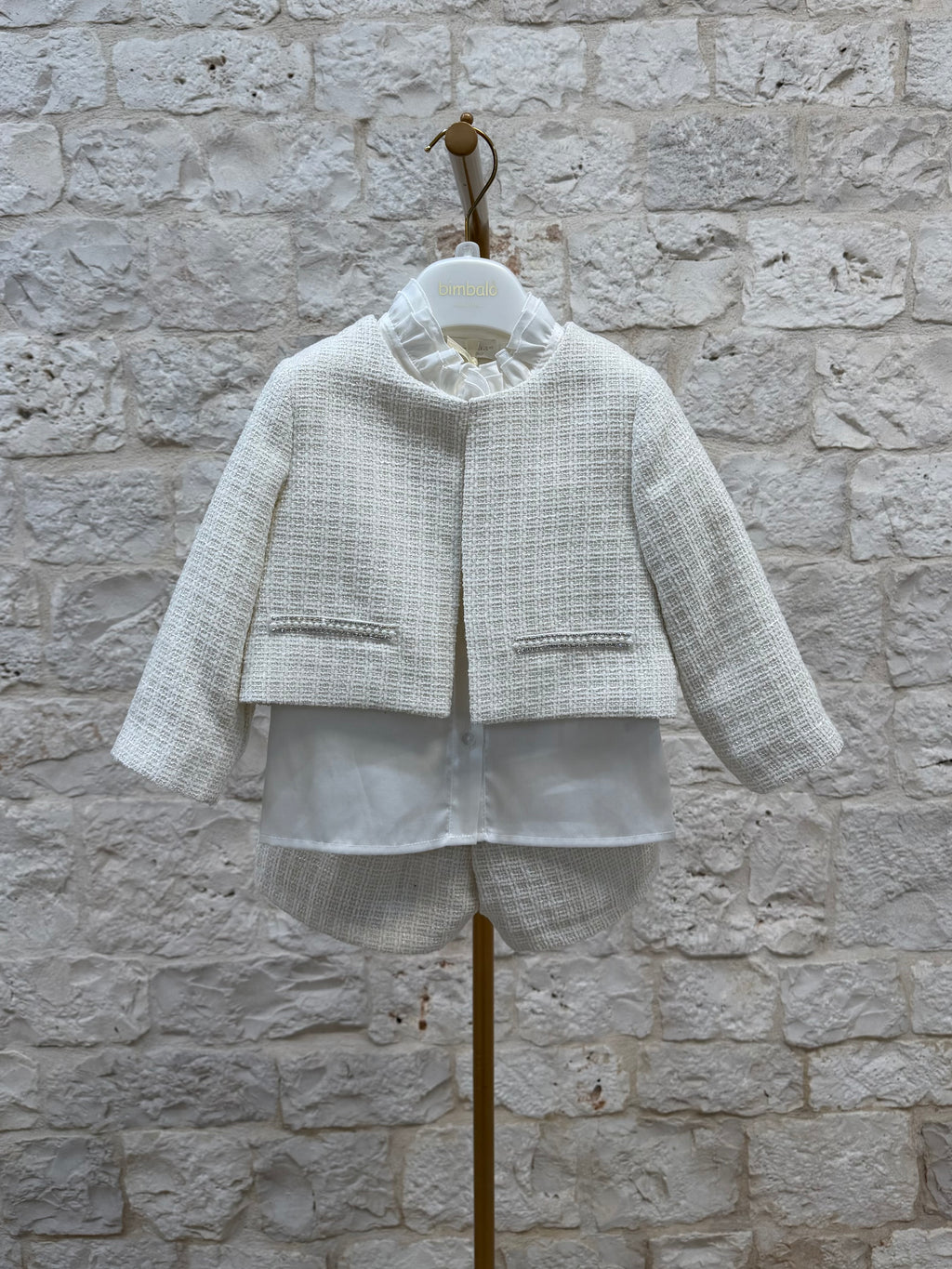Completino Bimba Bimbaló Panna - Giacchino Camicetta Pantaloncino | VIA32