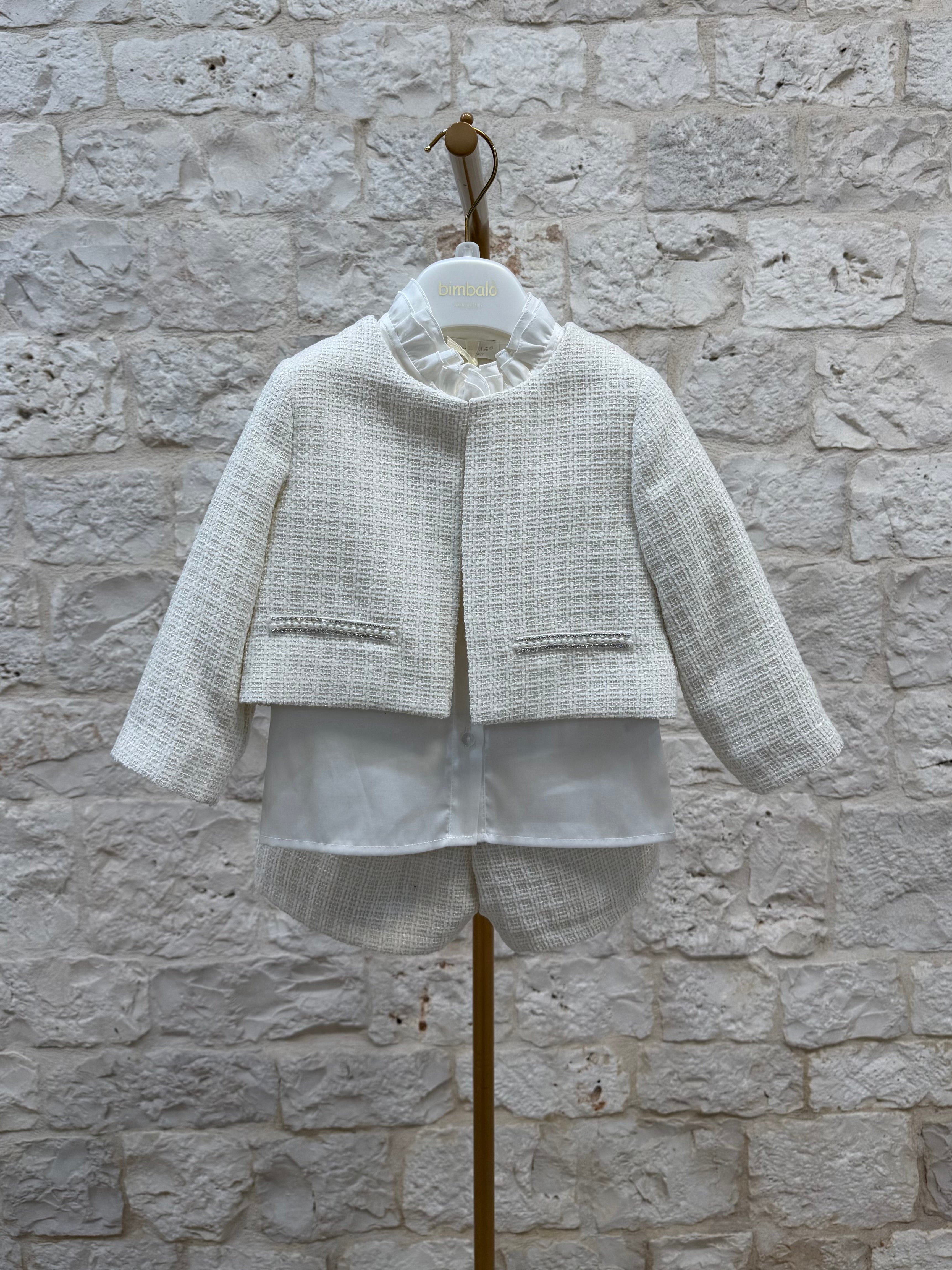 Completino Bimba Bimbaló Panna - Giacchino Camicetta Pantaloncino | VIA32