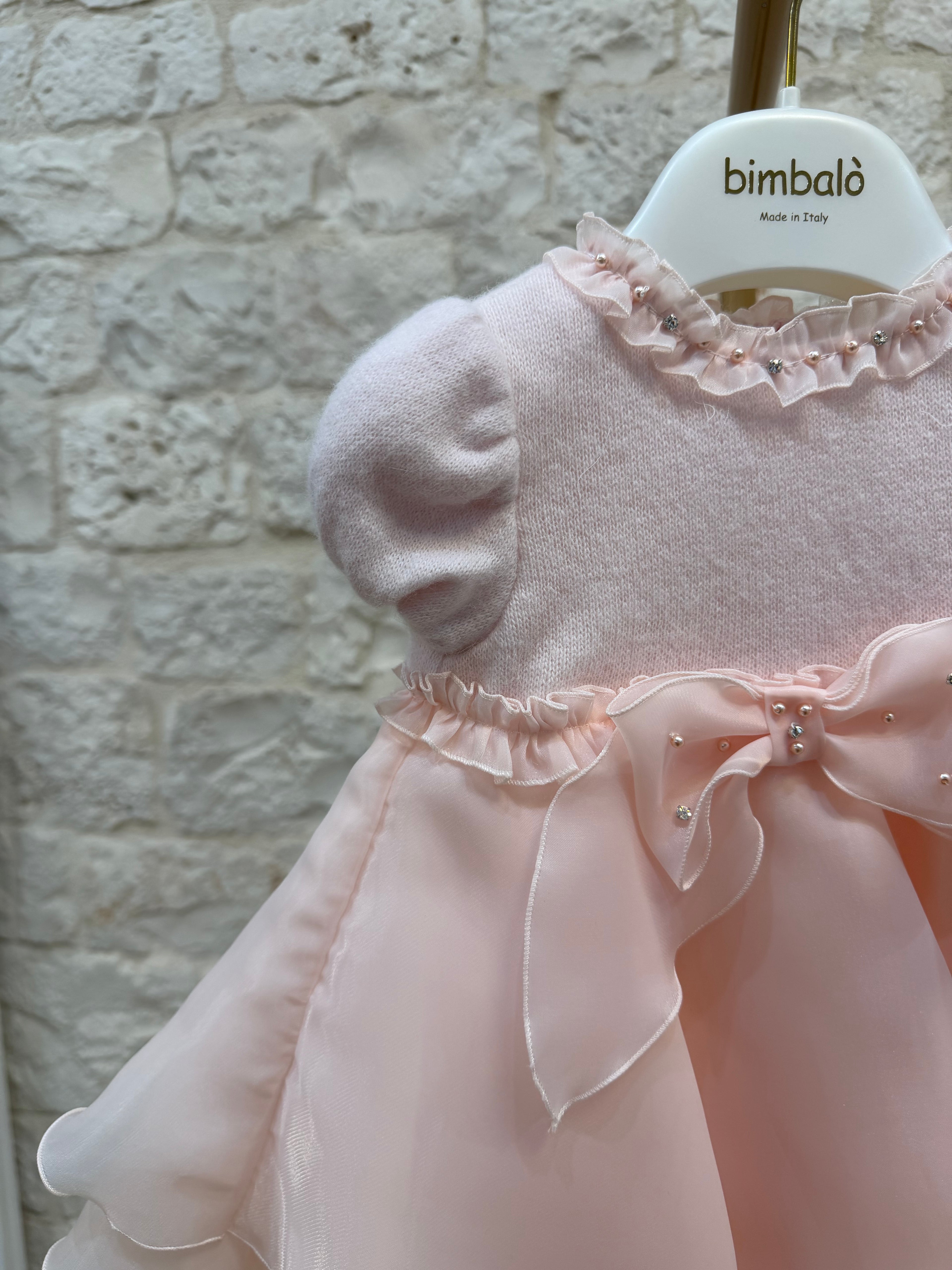 Vestina Bimba Bimbaló Rosa con Gonna Organza - Elegante con Strass | VIA32