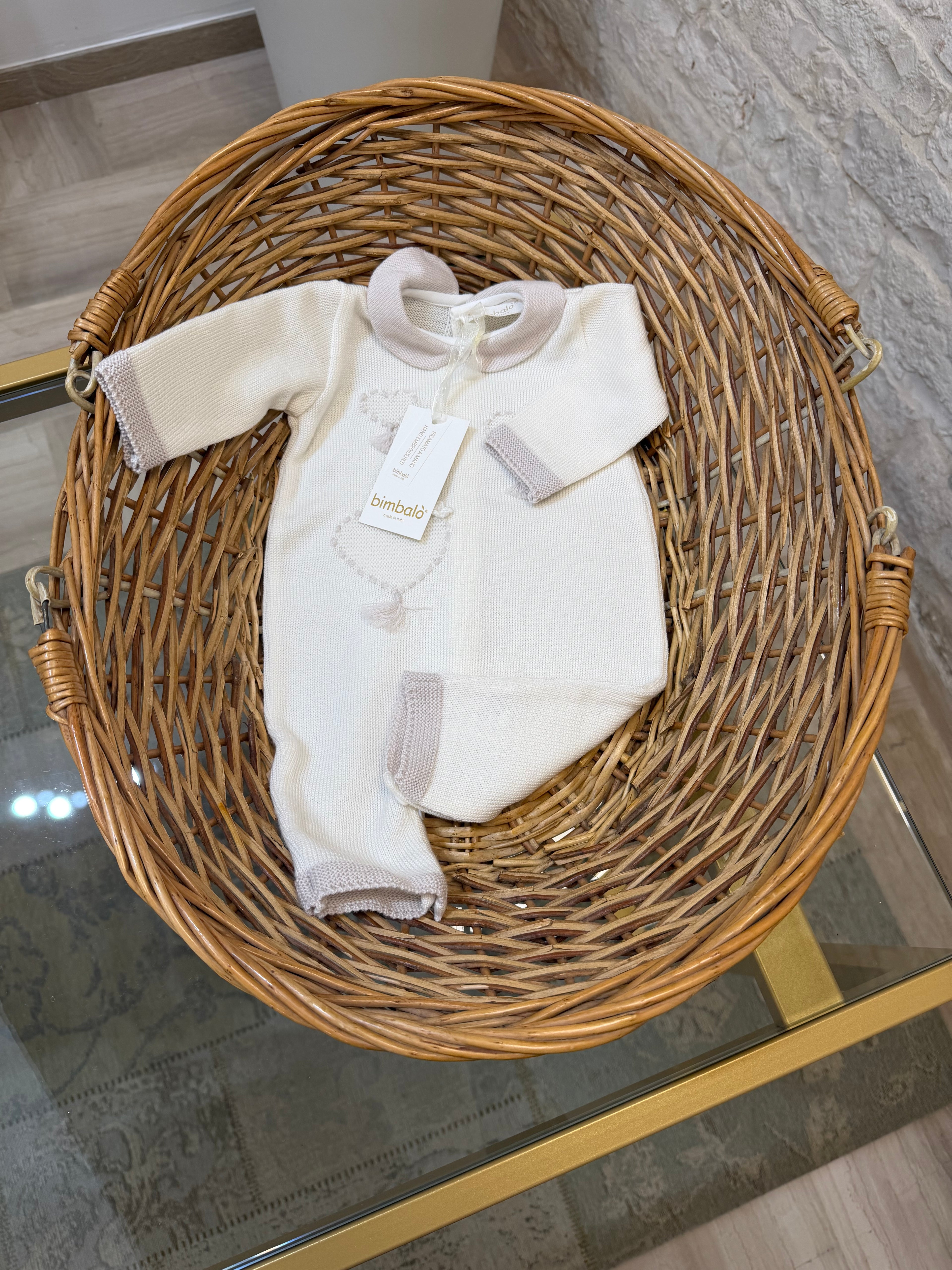 Tutina Neonata 100% Lana Bimbaló Panna con Ricami - Morbida e Calda | VIA32