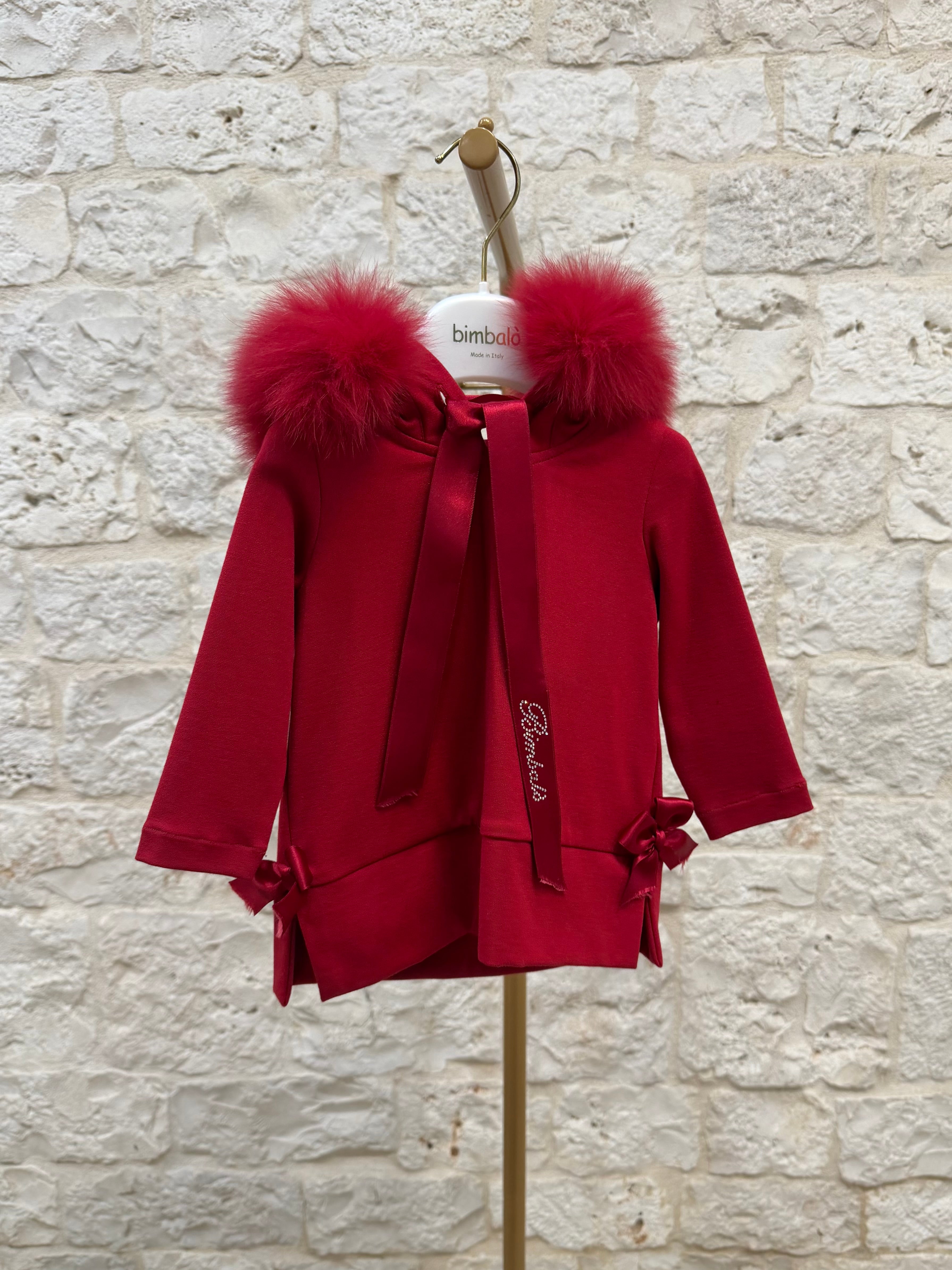 Completino Bimba Bimbaló Rosso - Felpa con Cappuccio e Leggins | VIA32