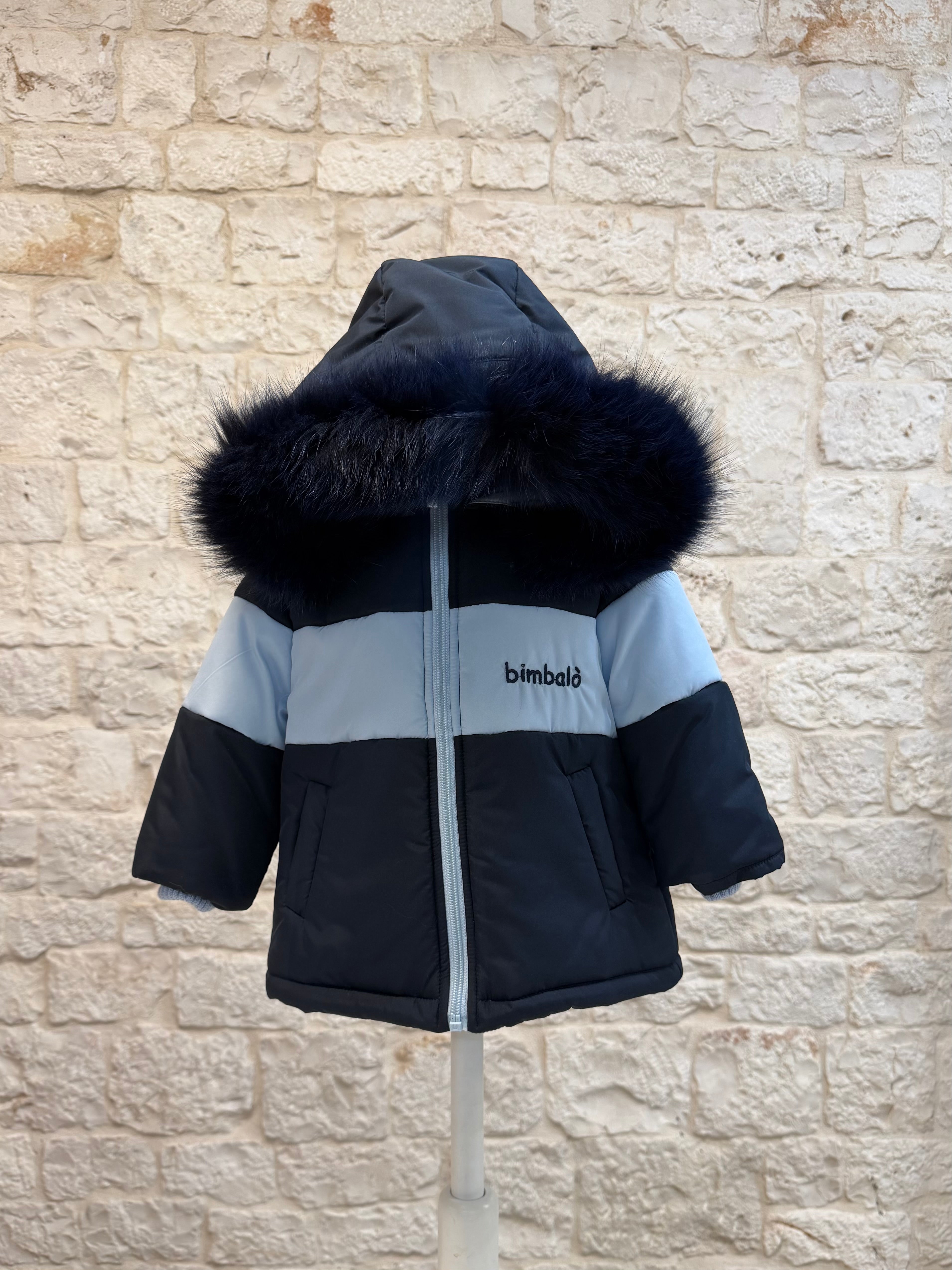 Piumino Bimbo Bimbaló Cielo e Blu con Pelliccia - Caldo | VIA32
