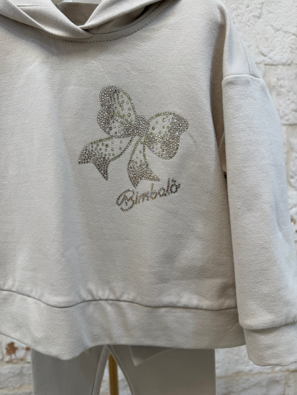 Completo bimba beige strass felpa e leggins Bimbaló | VIA32