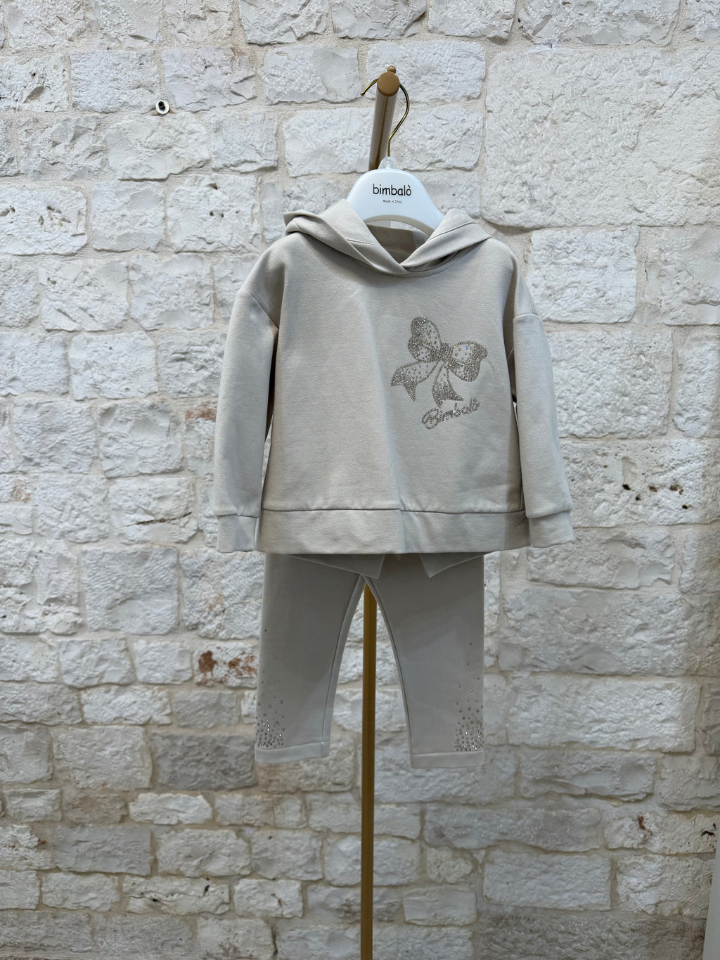 Completo bimba beige strass felpa e leggins Bimbaló | VIA32