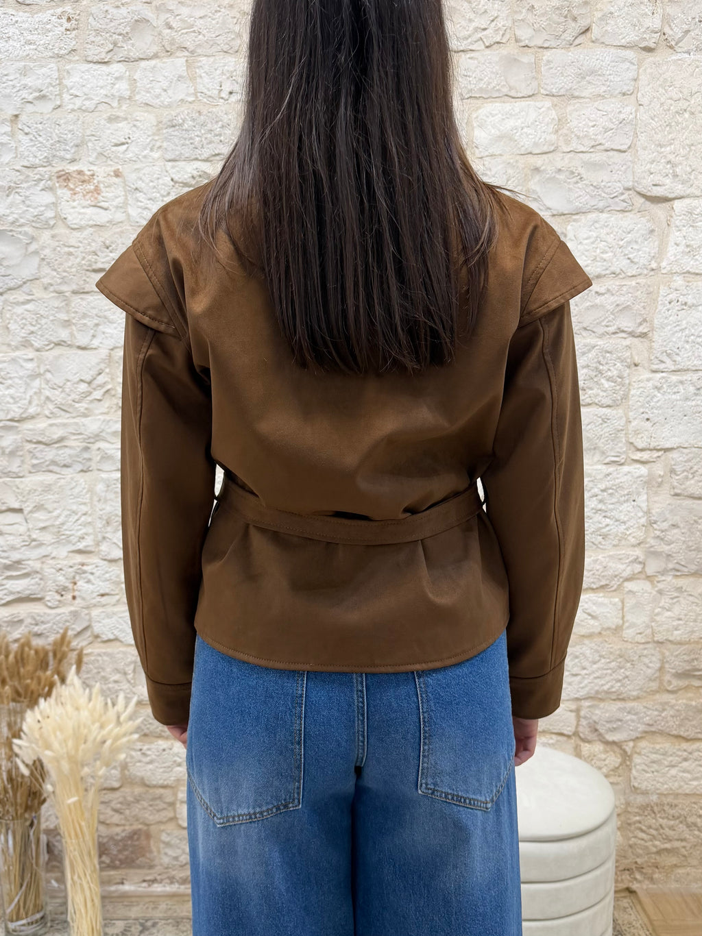 Giacca Effetto Camoscio con Trecce Kontatto - Con Cinta in Vita | VIA32