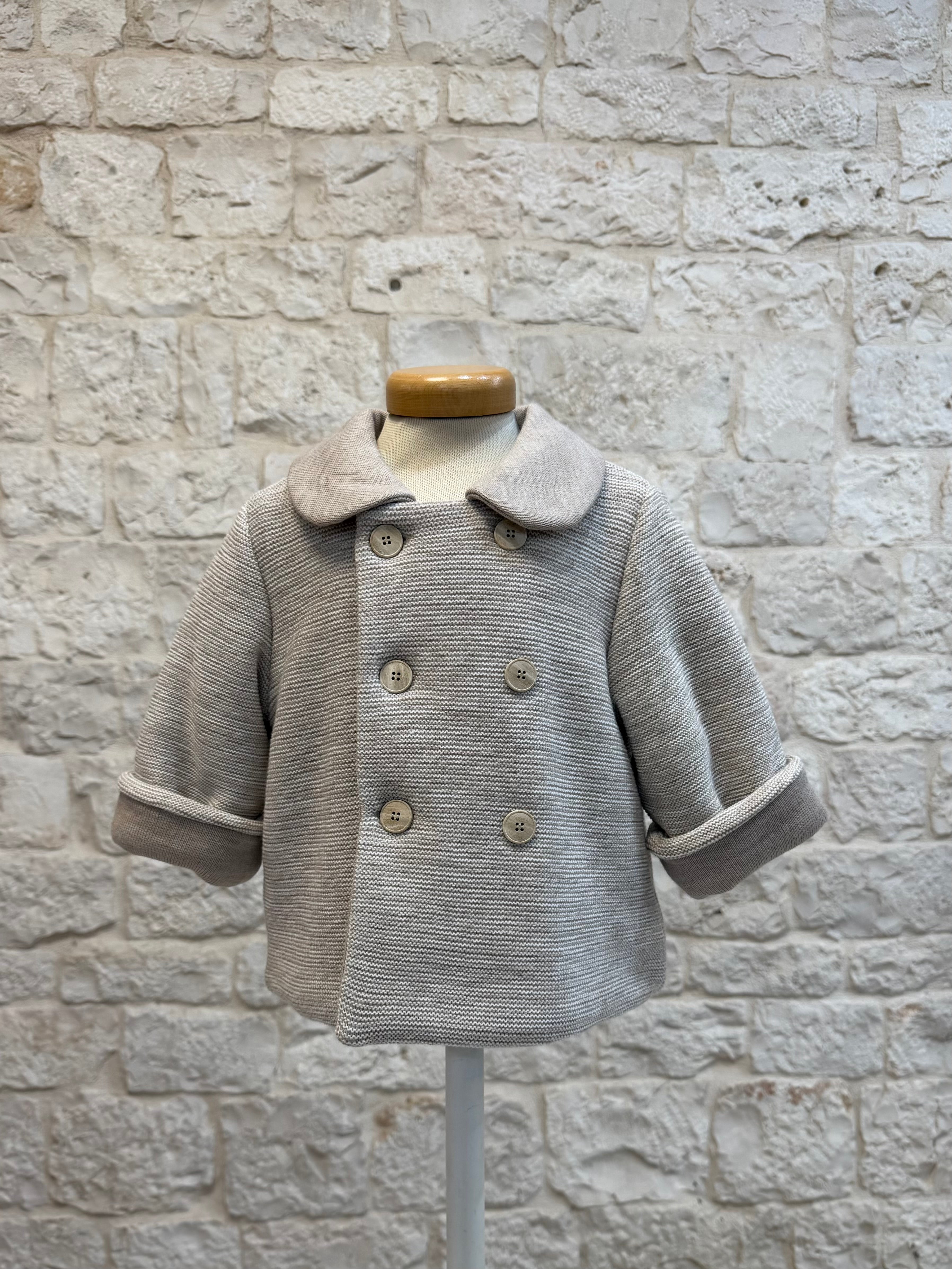 Cappottino Neonato Bimbaló Tortora - Senza Cappuccio Elegante | VIA32