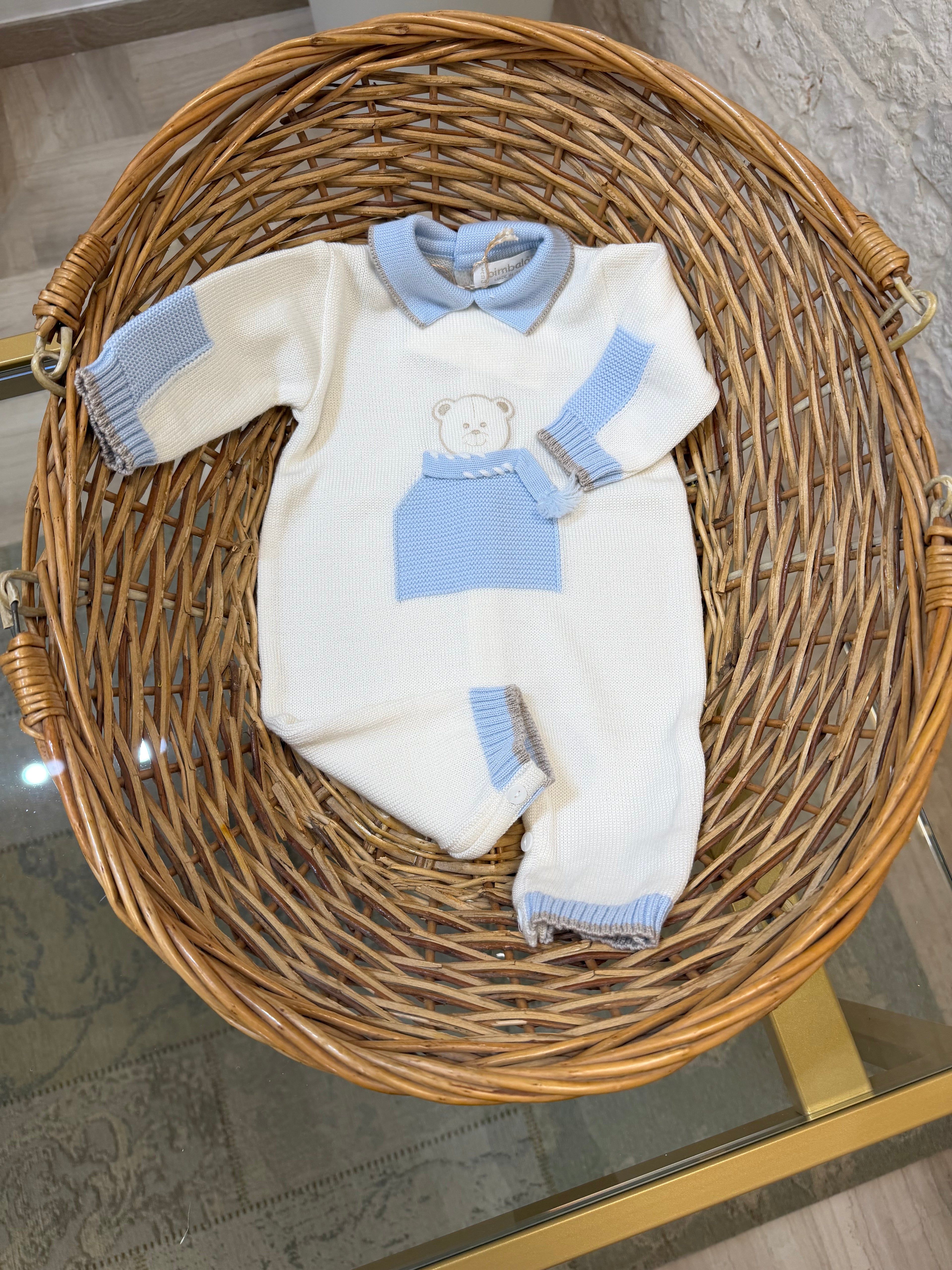 Tutina Neonato 100% Lana Bimbaló Panna con Orsetto - Morbida | VIA32