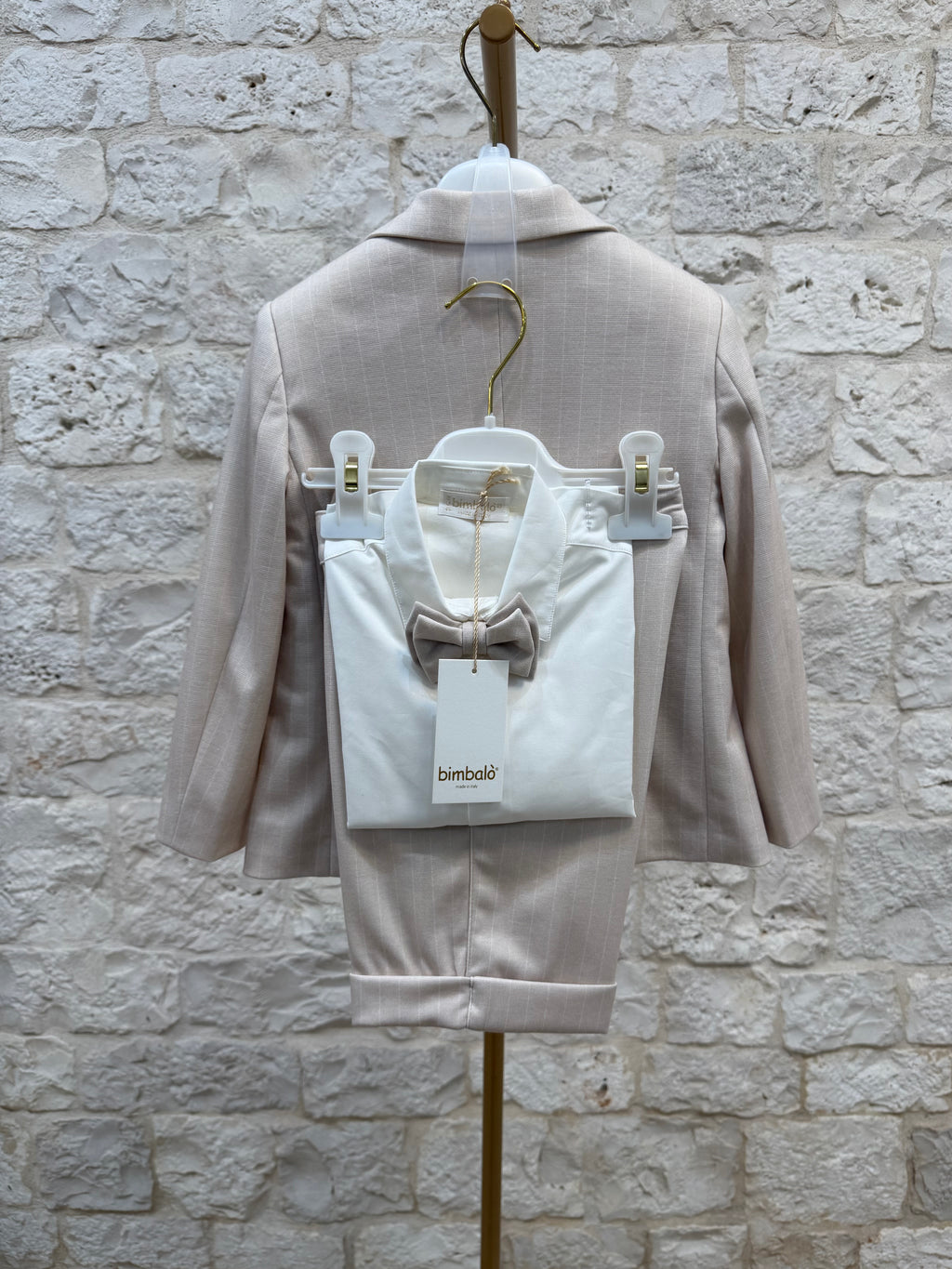 Completino Bimbo Bimbaló Beige Elegante - Giacca Gilet Camicia Pantalone | VIA32