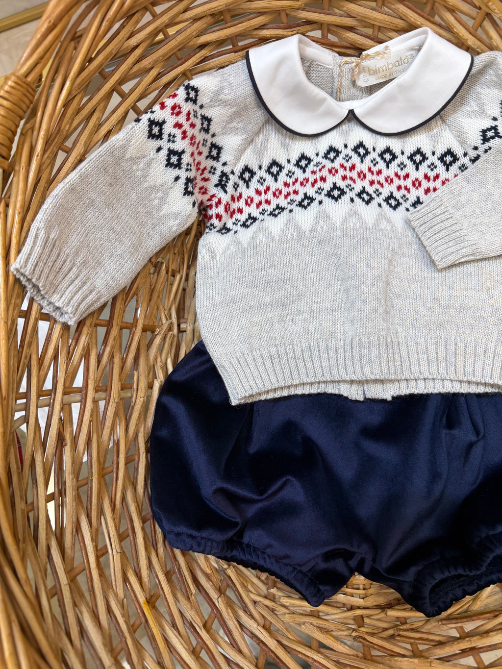 Completino neonato blu maglioncino e pantalone Bimbaló | VIA32