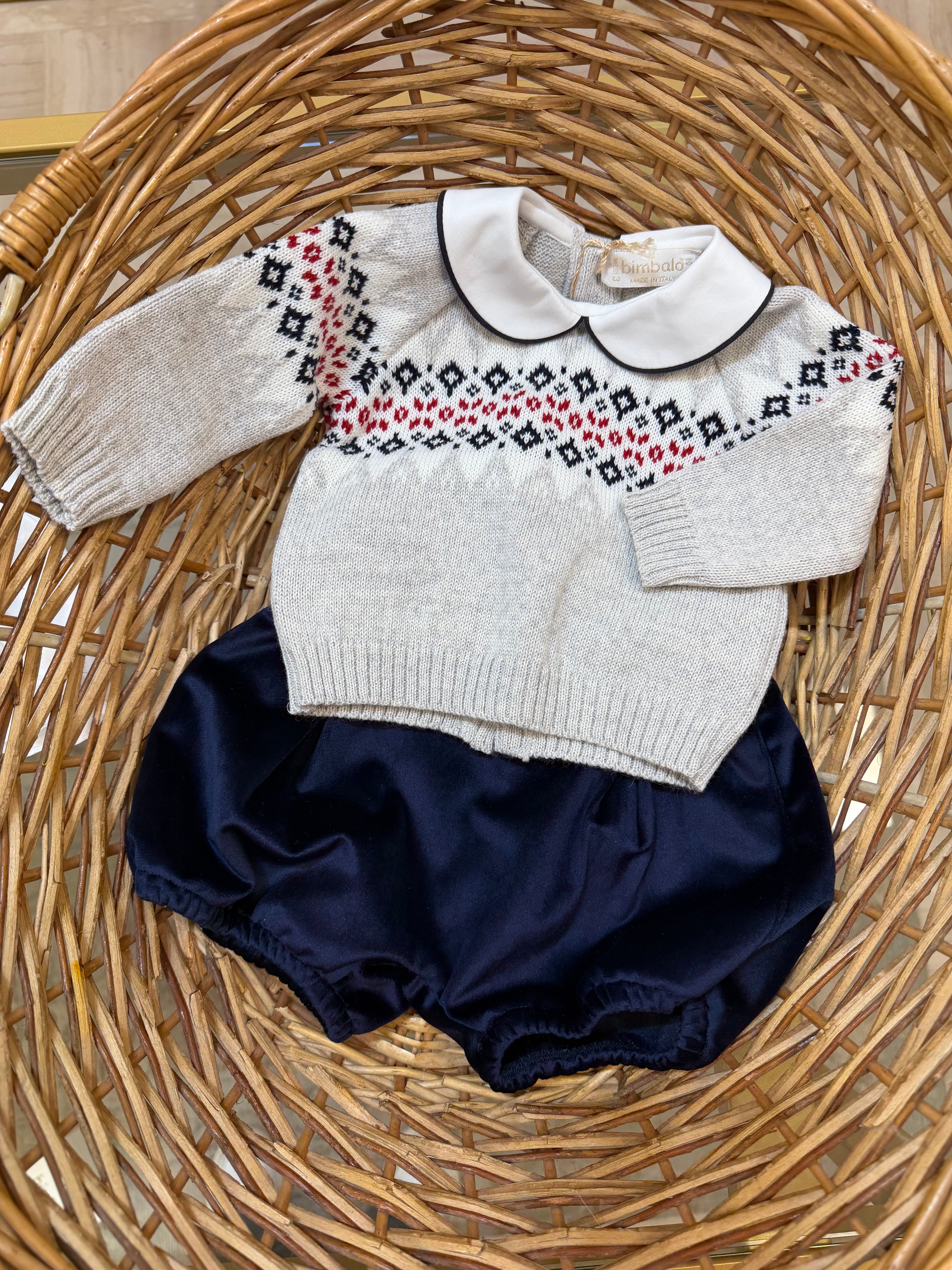 Completino neonato blu maglioncino e pantalone Bimbaló | VIA32