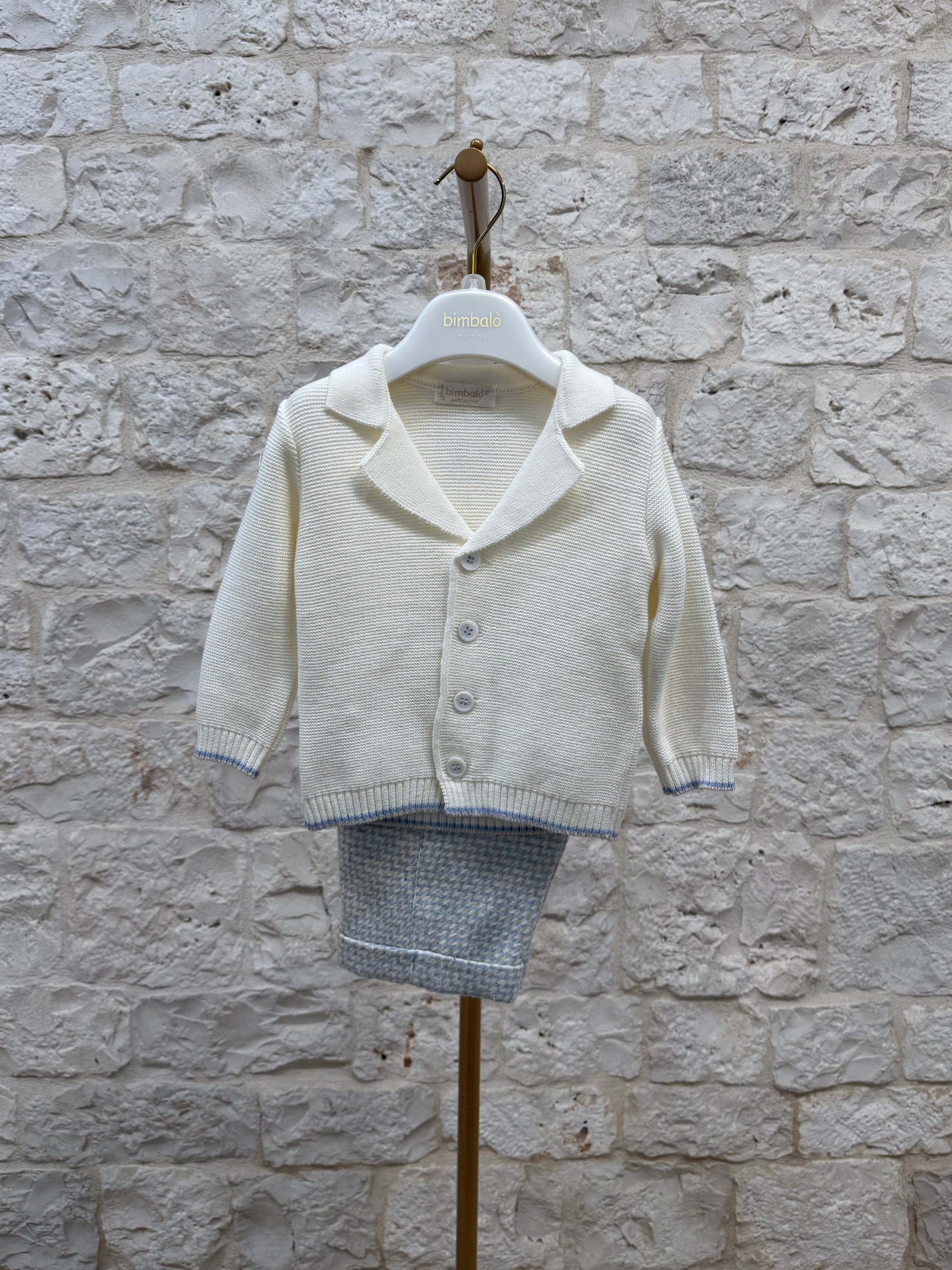 Completino Bimbo Bimbaló Panna e Cielo - Cardigan Camicia Pantalone | VIA32