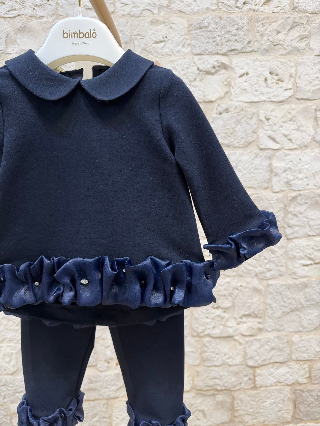 Completino Bimba Bimbaló Blu - Maglia e Pantalone con Strass | VIA32