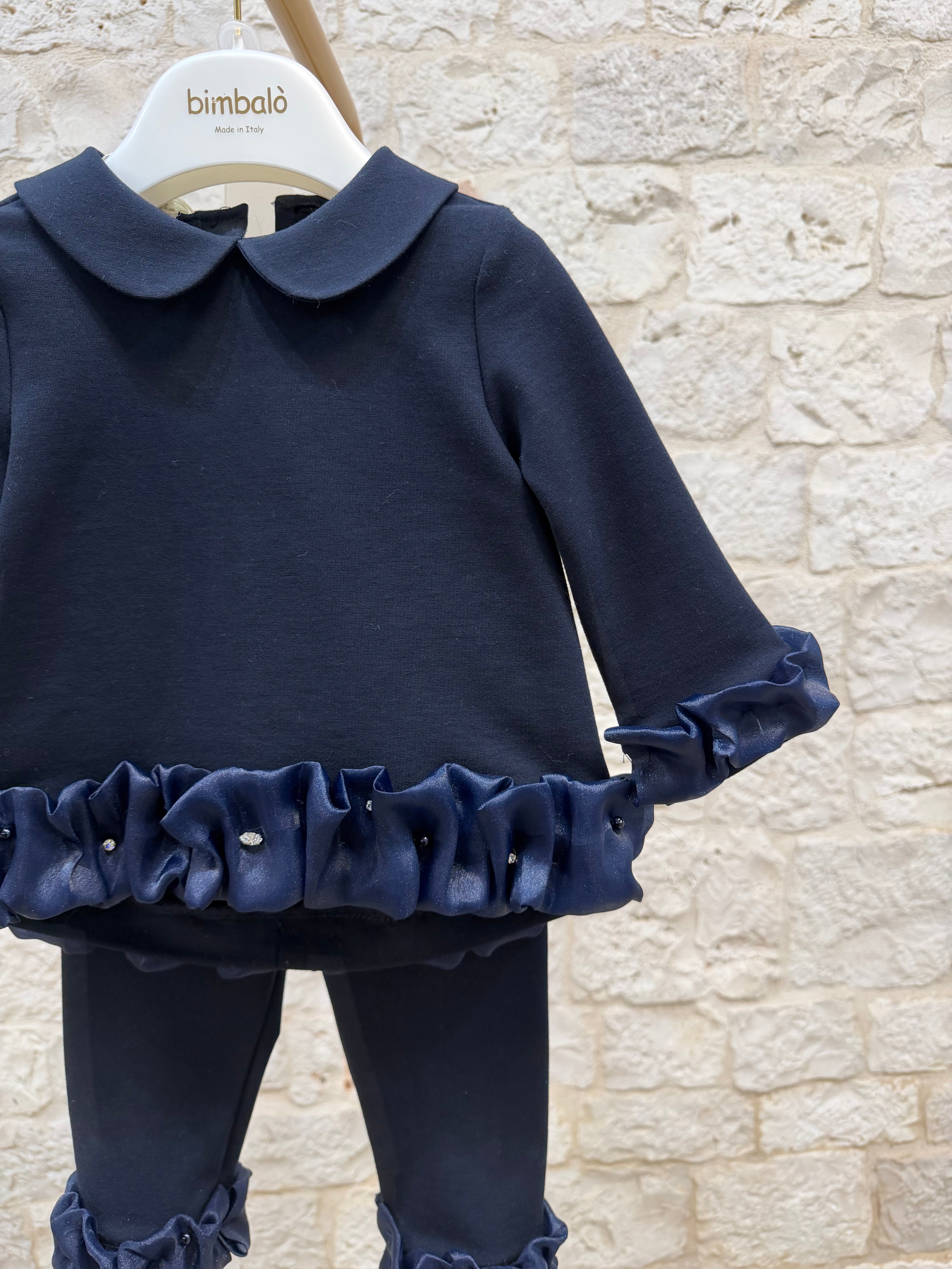 Completino Bimba Bimbaló Blu - Maglia e Pantalone con Strass | VIA32