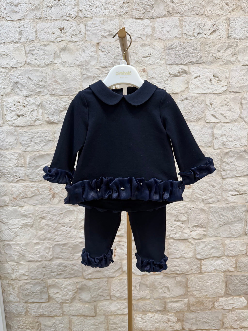 Completino Bimba Bimbaló Blu - Maglia e Pantalone con Strass | VIA32