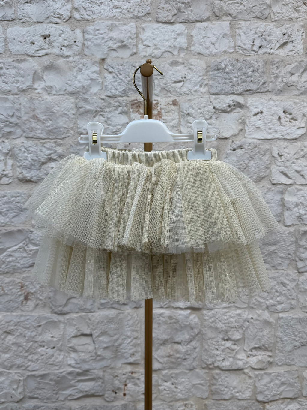 Completino Bimba Bimbaló Panna - Maglia con Fiocco e Gonna Tulle | VIA32