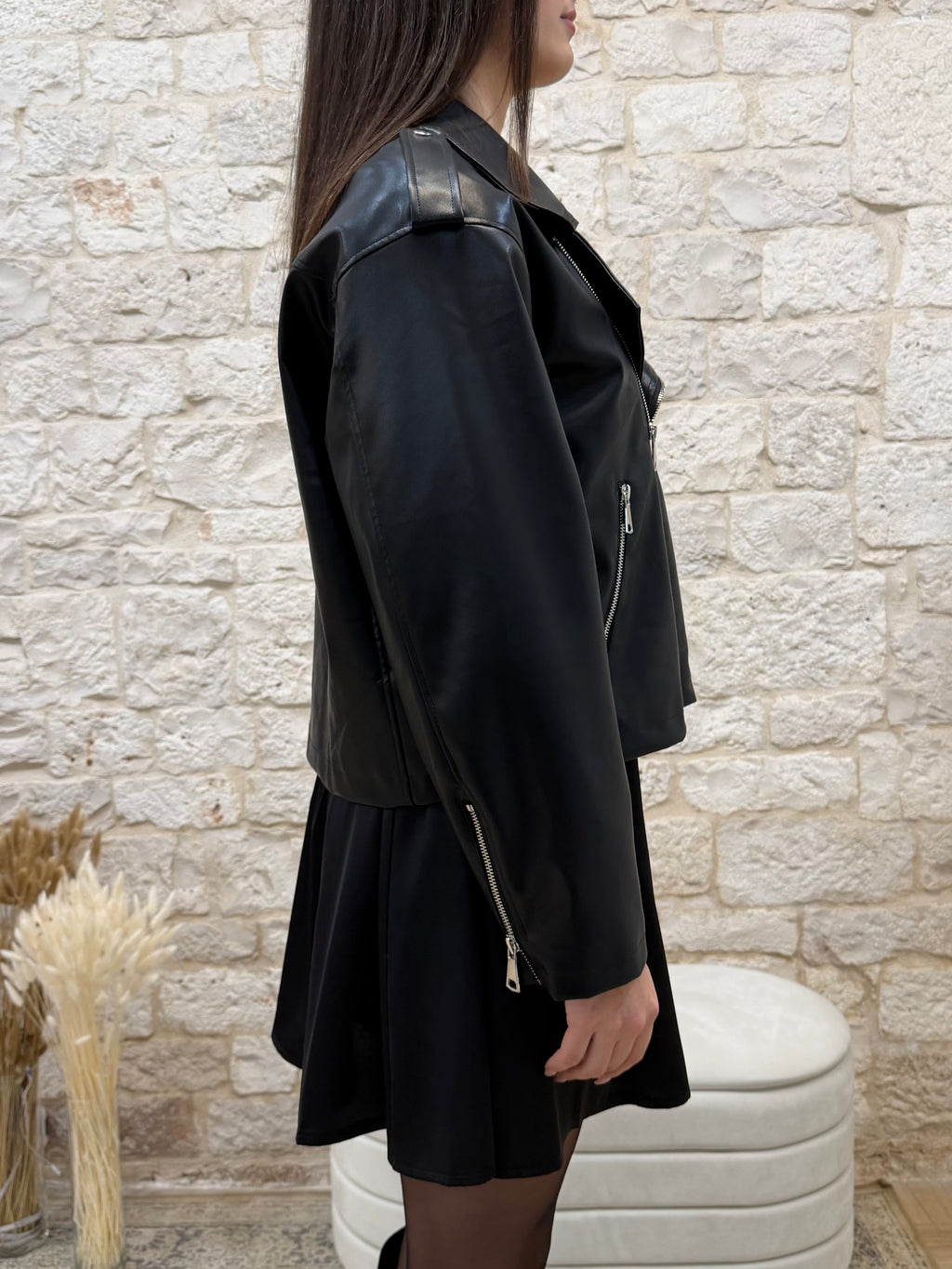 Giubbino Nero Biker in Ecopelle Youdecide - Stile Rock | VIA32