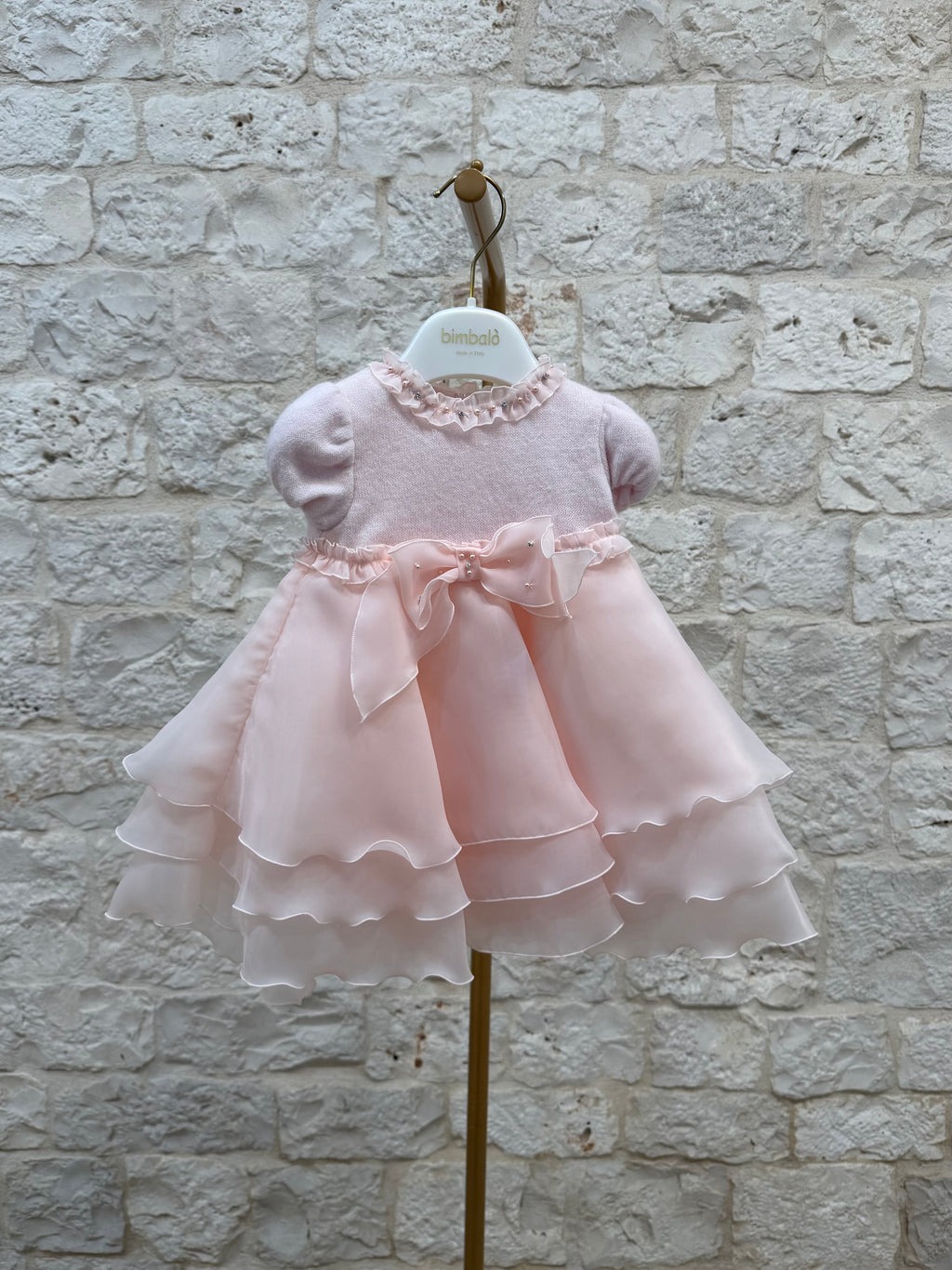 Vestina Bimba Bimbaló Rosa con Gonna Organza - Elegante con Strass | VIA32