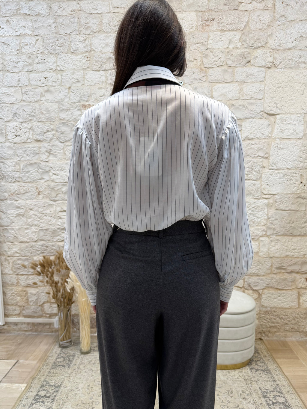 Camicia a Righe con Manica a Sbuffo Kontatto - Con Cravattino | VIA32