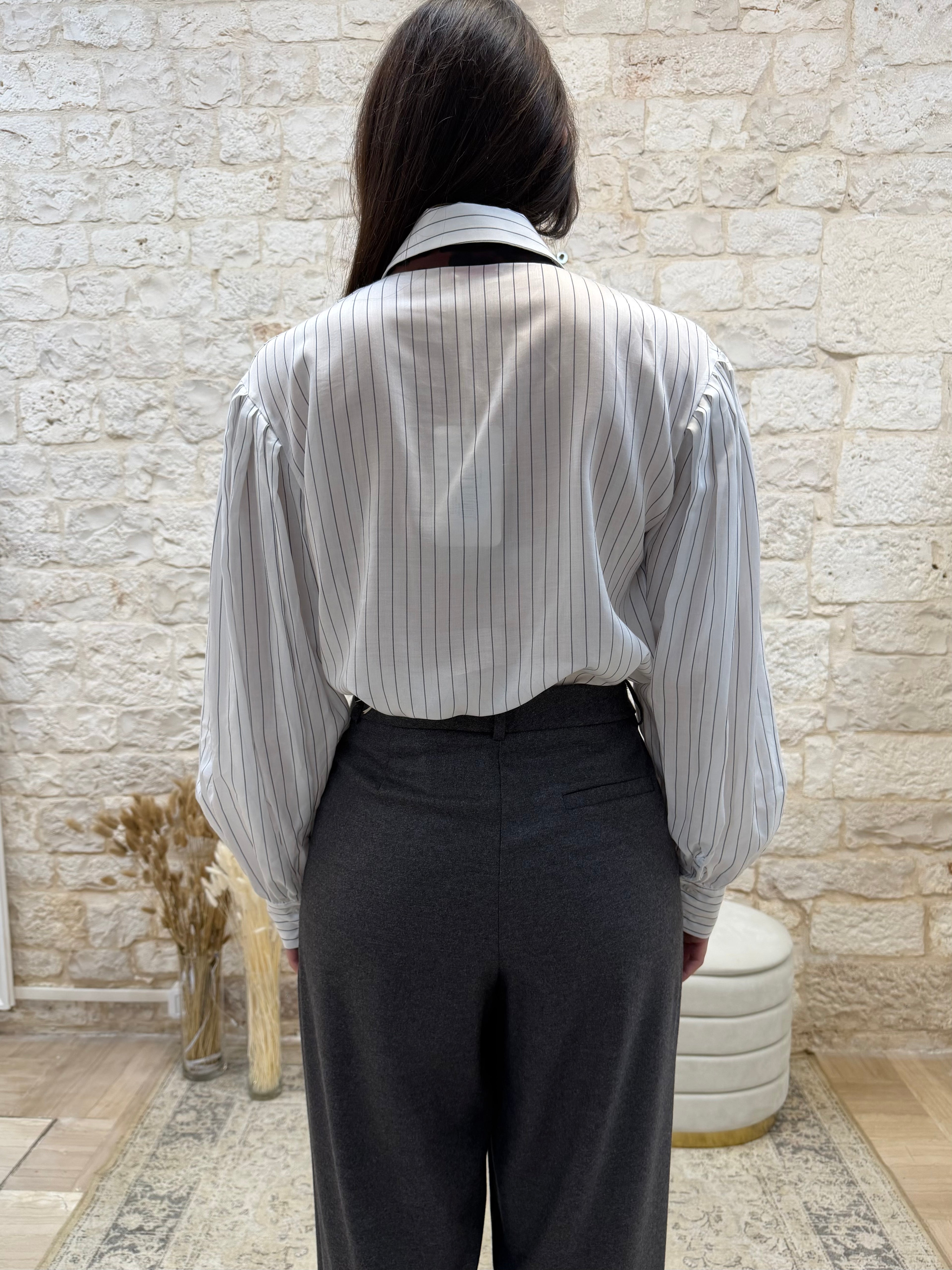 Camicia a Righe con Manica a Sbuffo Kontatto - Con Cravattino | VIA32