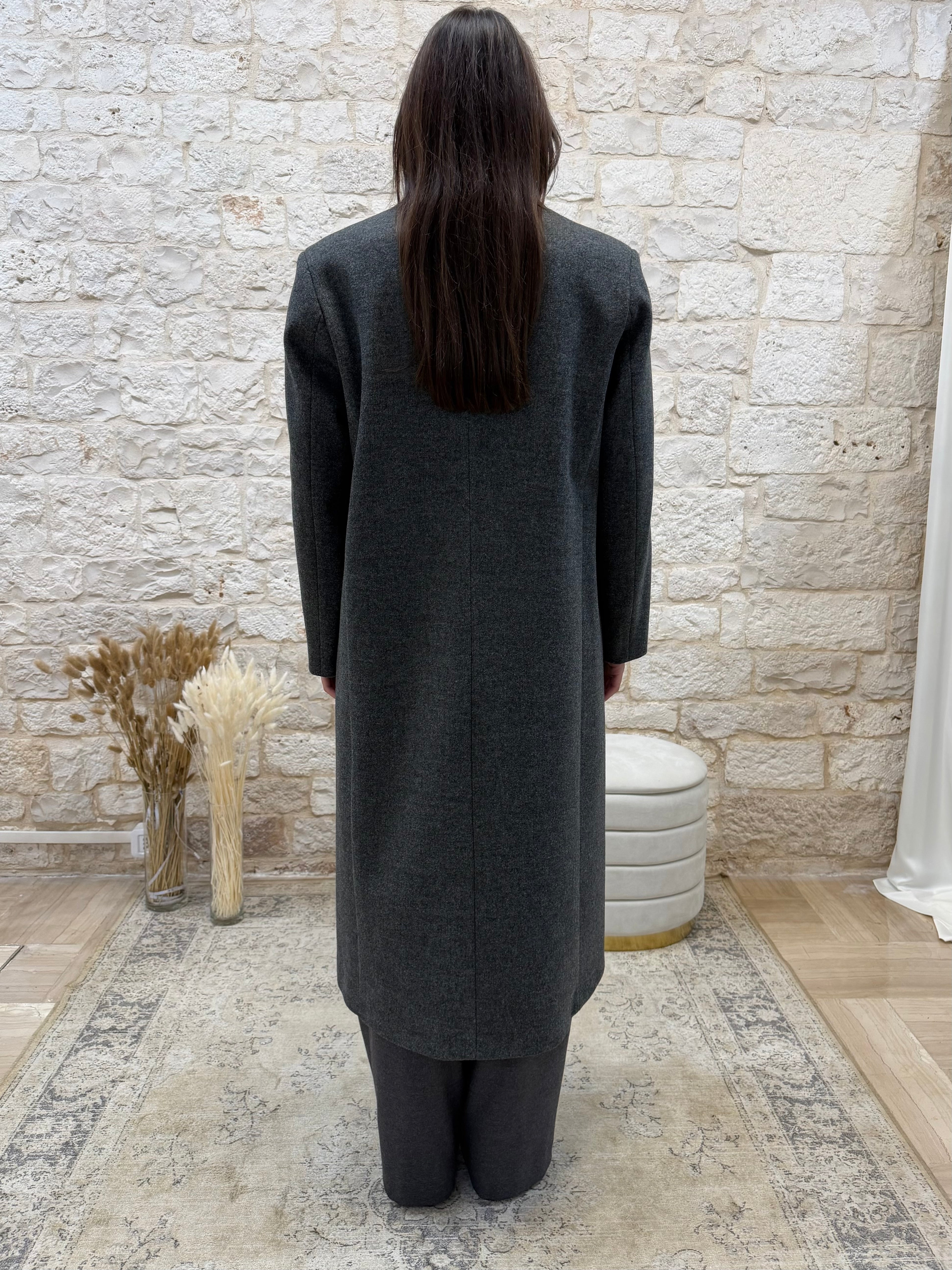 Cappotto Grigio Lungo Monopetto Souvenir - Vestibilità Over | VIA32