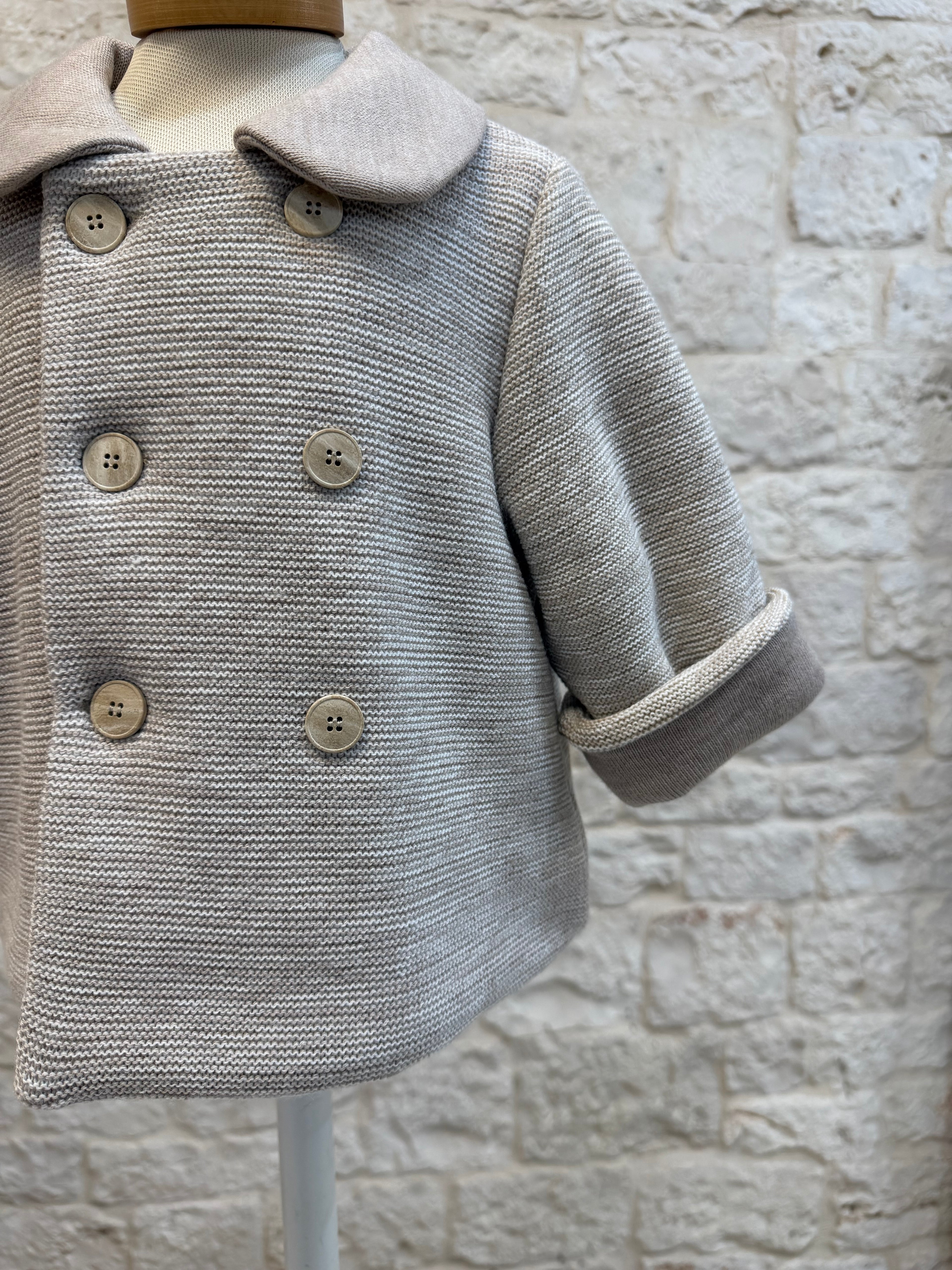 Cappottino Neonato Bimbaló Tortora - Senza Cappuccio Elegante | VIA32