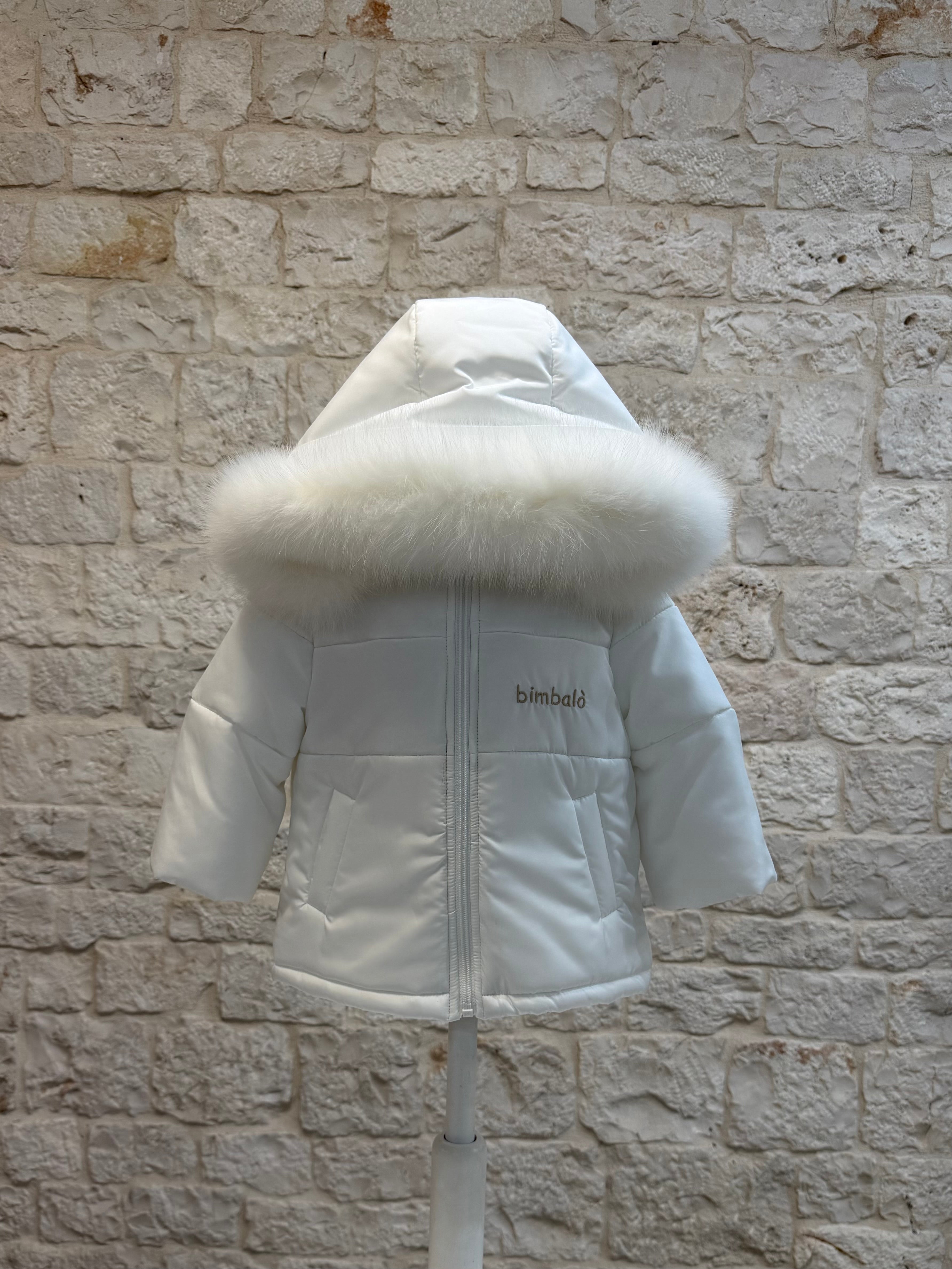 Piumino Bimbo Bimbaló Panna con Cappuccio Pelliccia - Caldo | VIA32