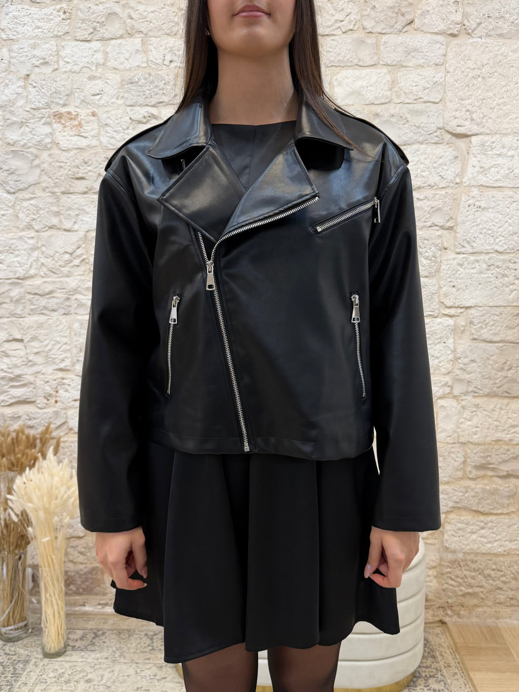 Giubbino Nero Biker in Ecopelle Youdecide - Stile Rock | VIA32